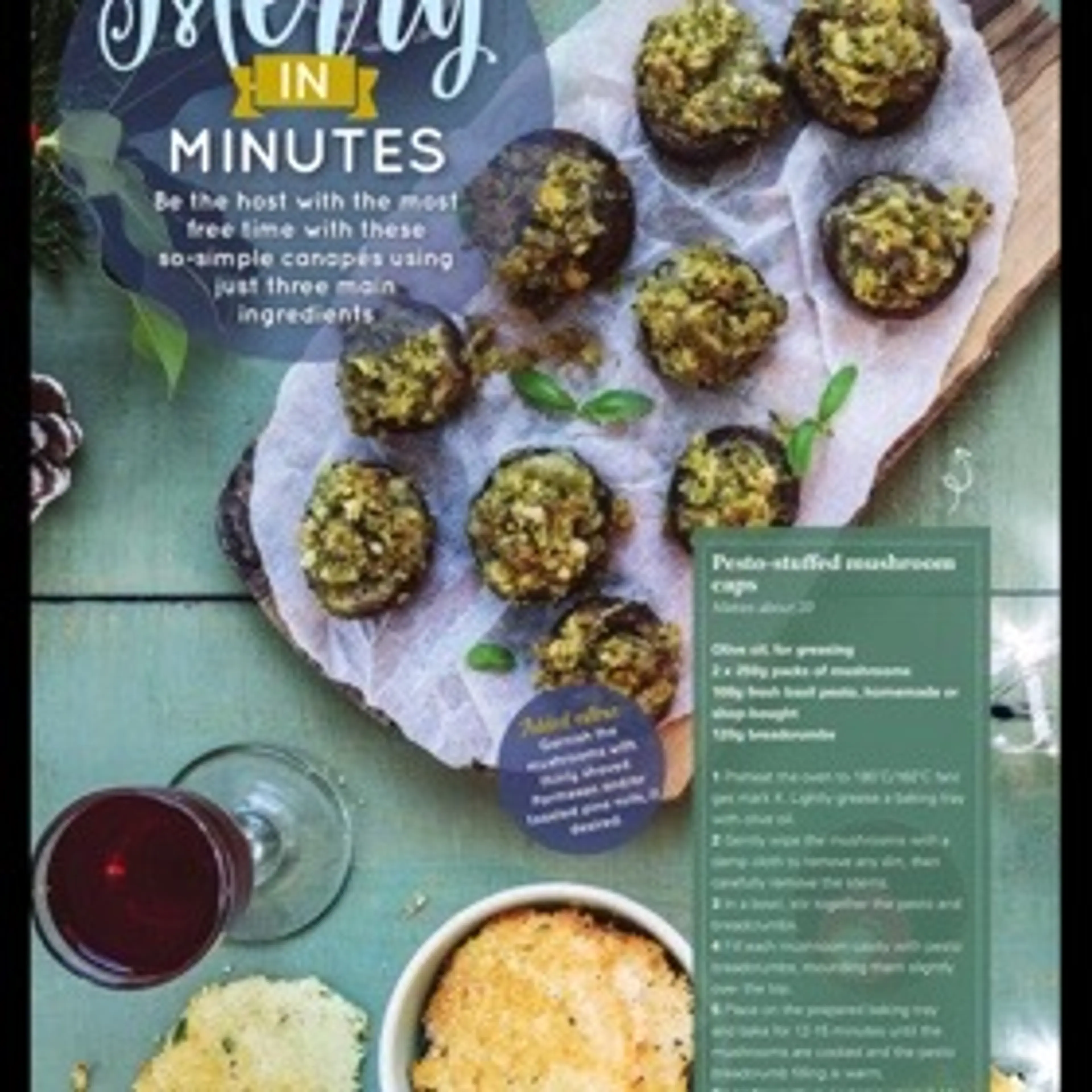 Pesto-stuffed mushroom caps