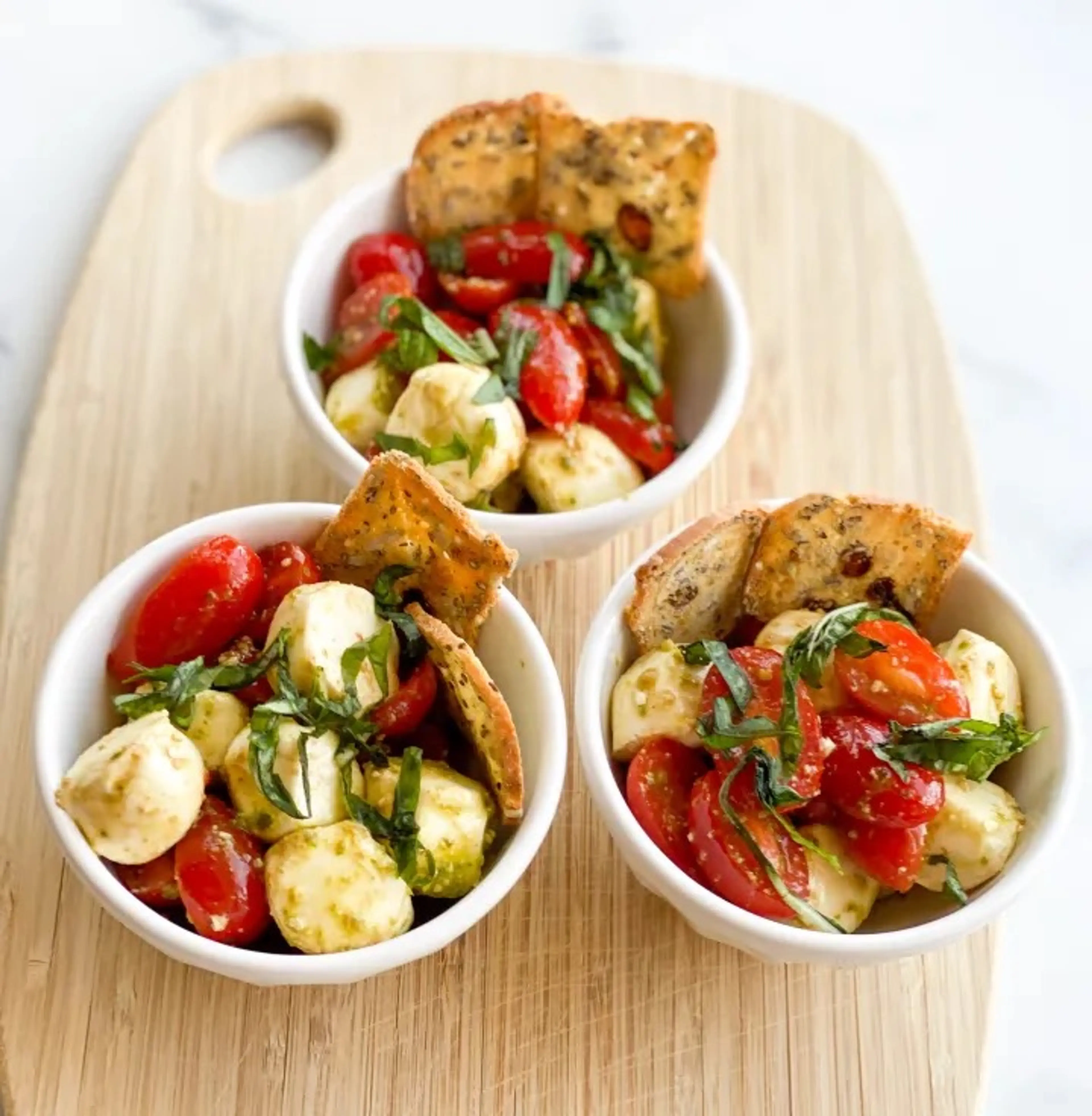 Verrines with Candied Cherry Tomatoes, Mozzarella Foam