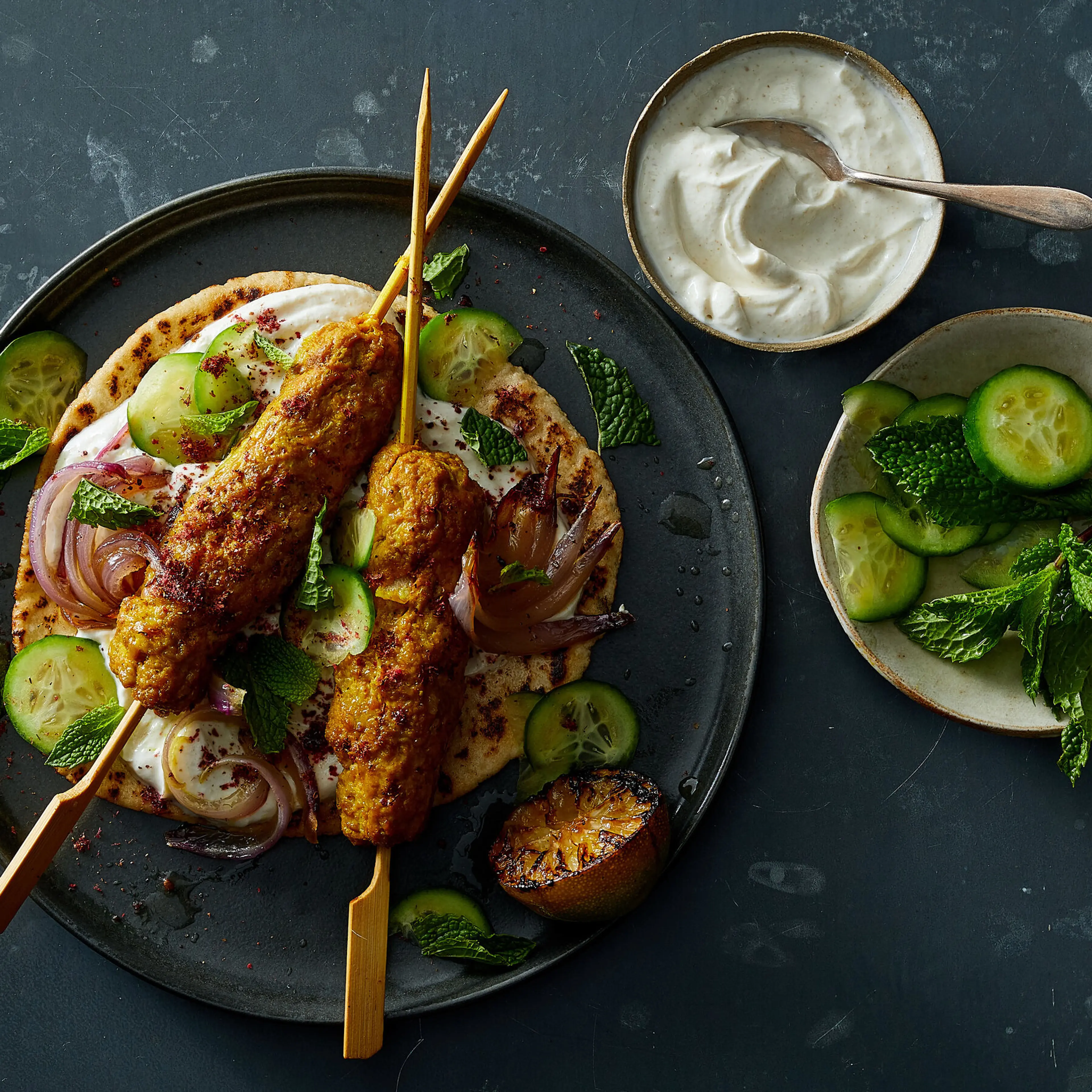 Spiced Turkey Skewers With Cumin-Lime Yogurt