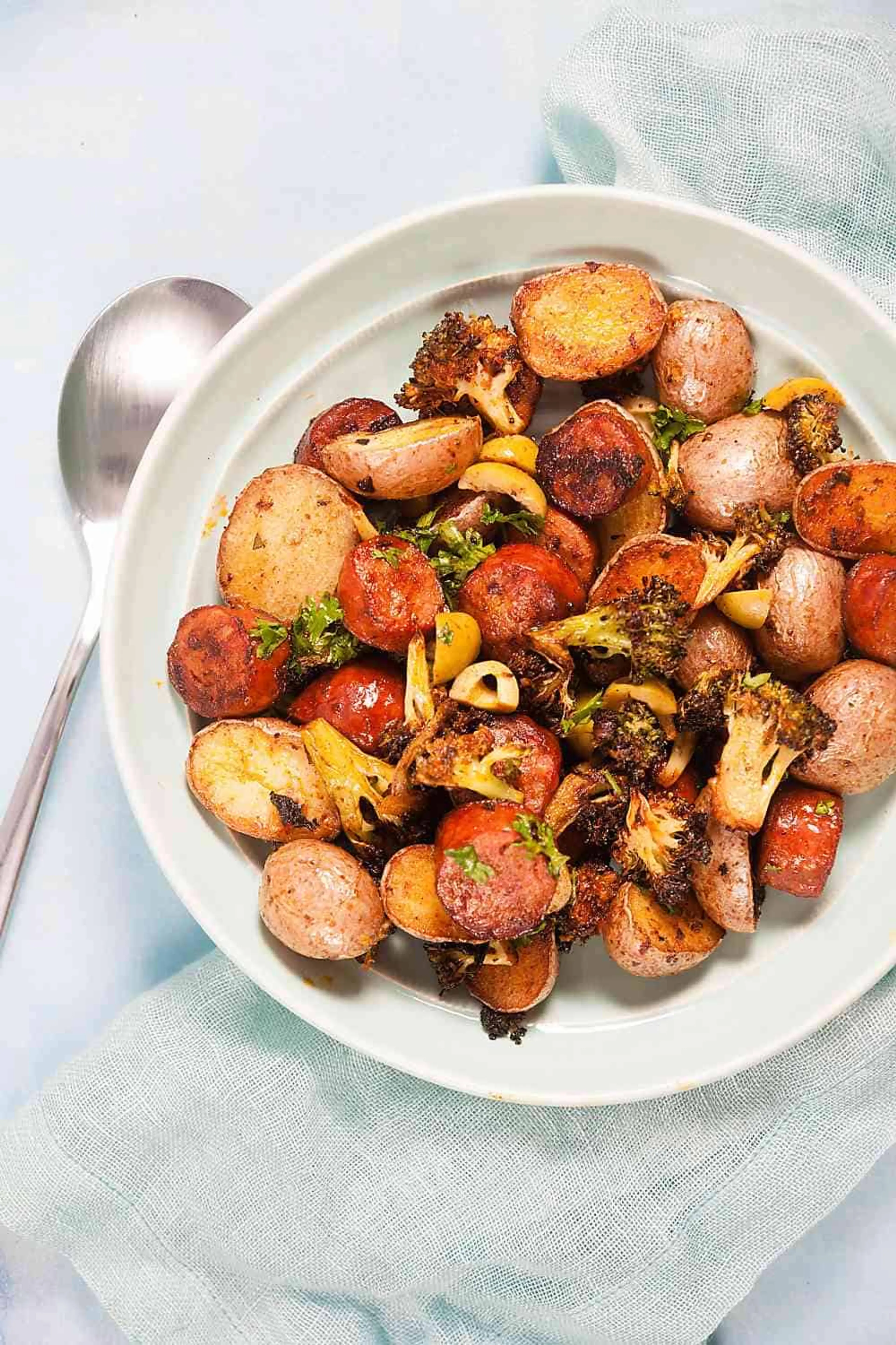 Sheet Pan Spanish Style Potatoes with Chorizo