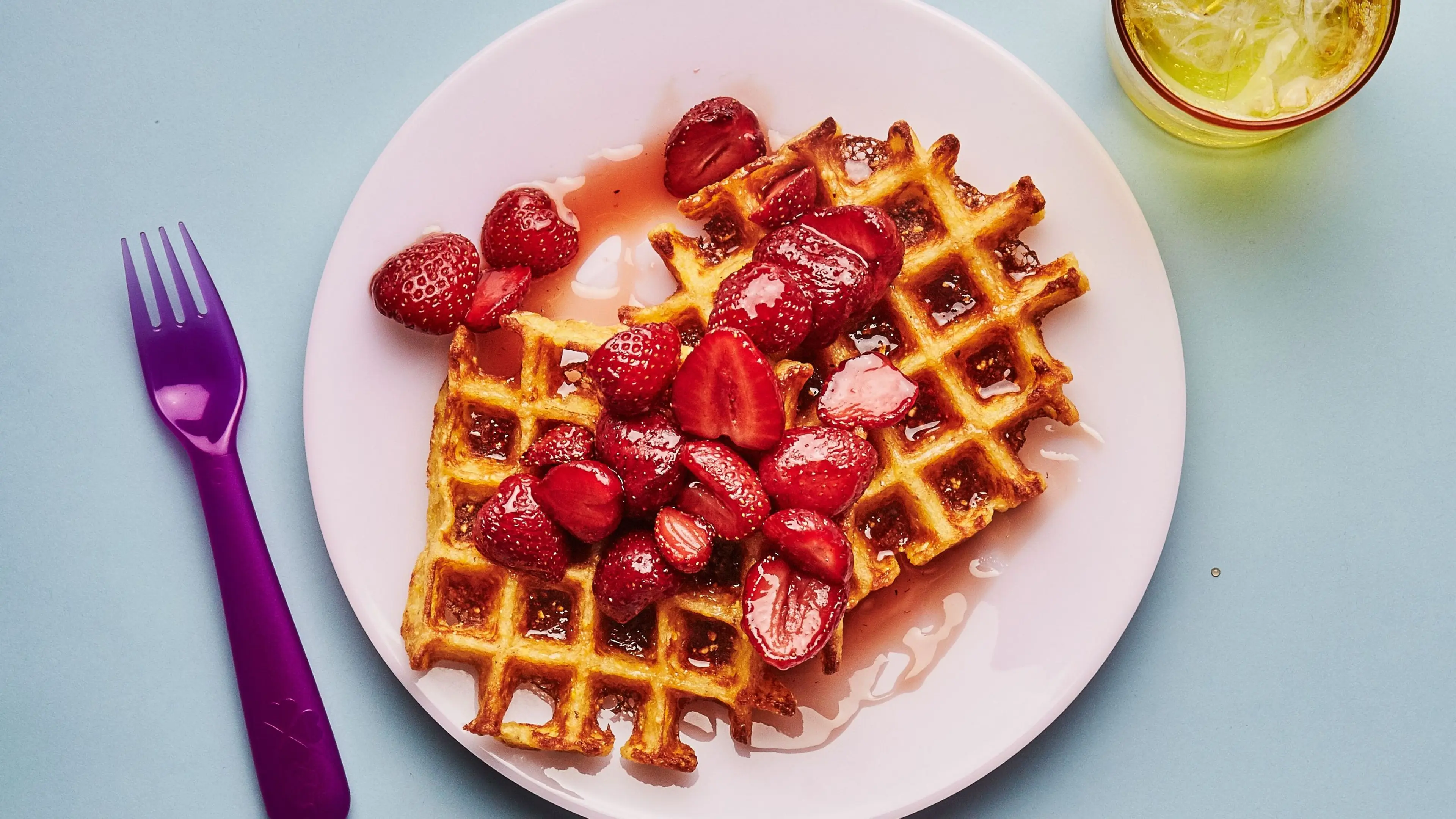 Corn Waffles With Strawberry Syrup