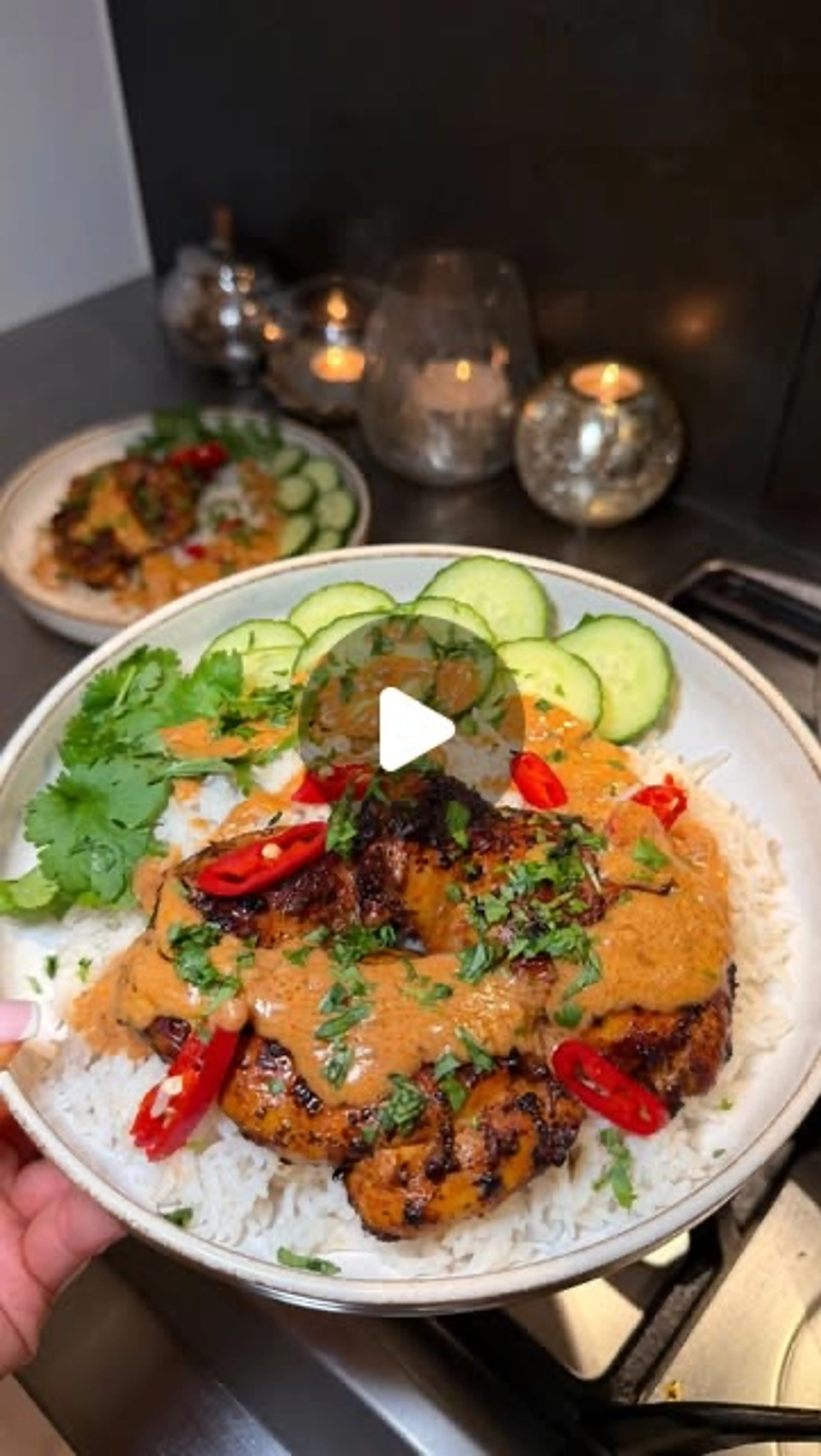 Malaysian-inspired Sambal Satay Chicken Served with Coconut