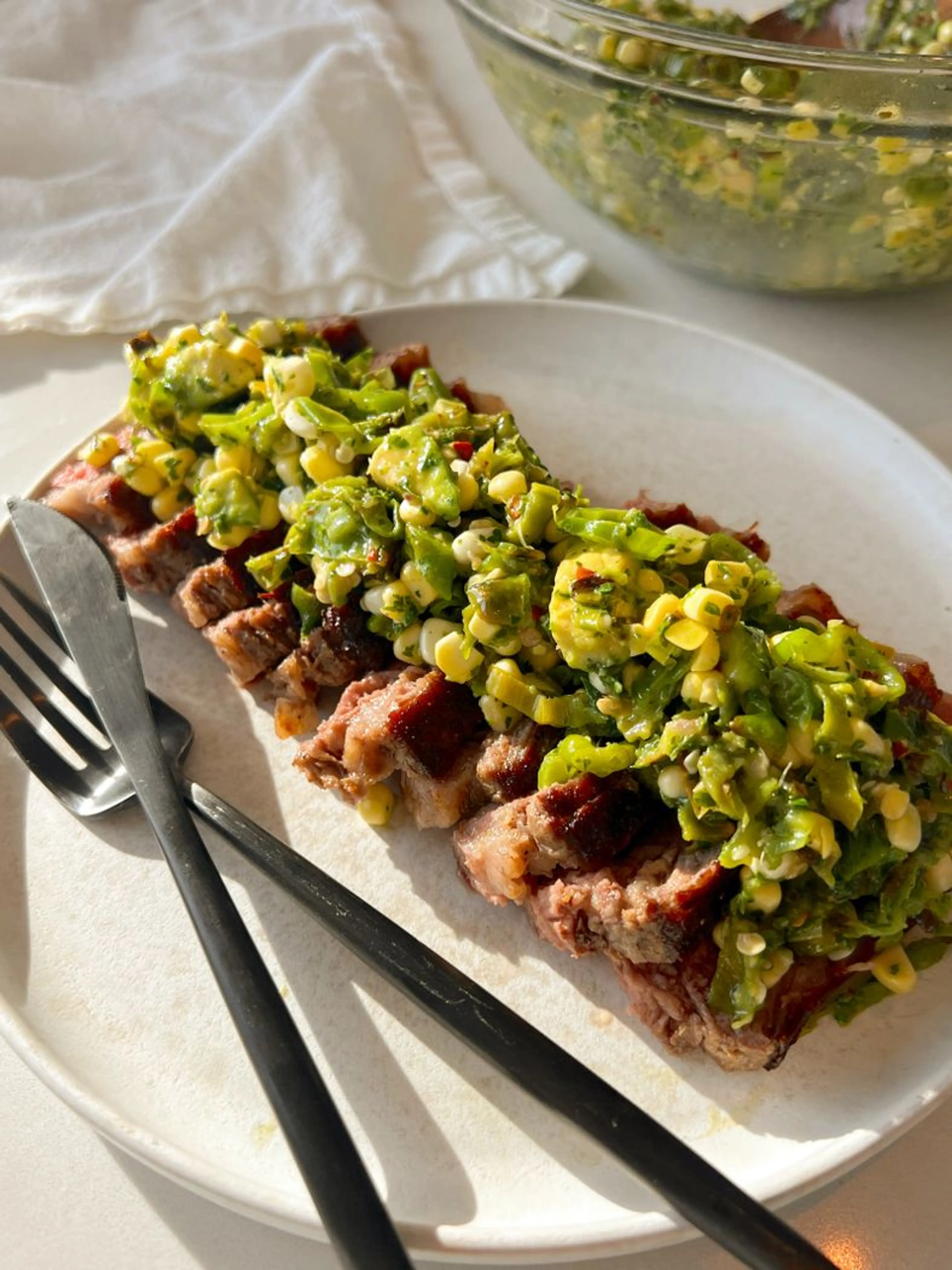 Ribeye Steak with Chimichurri Shishito Pepper Salsa