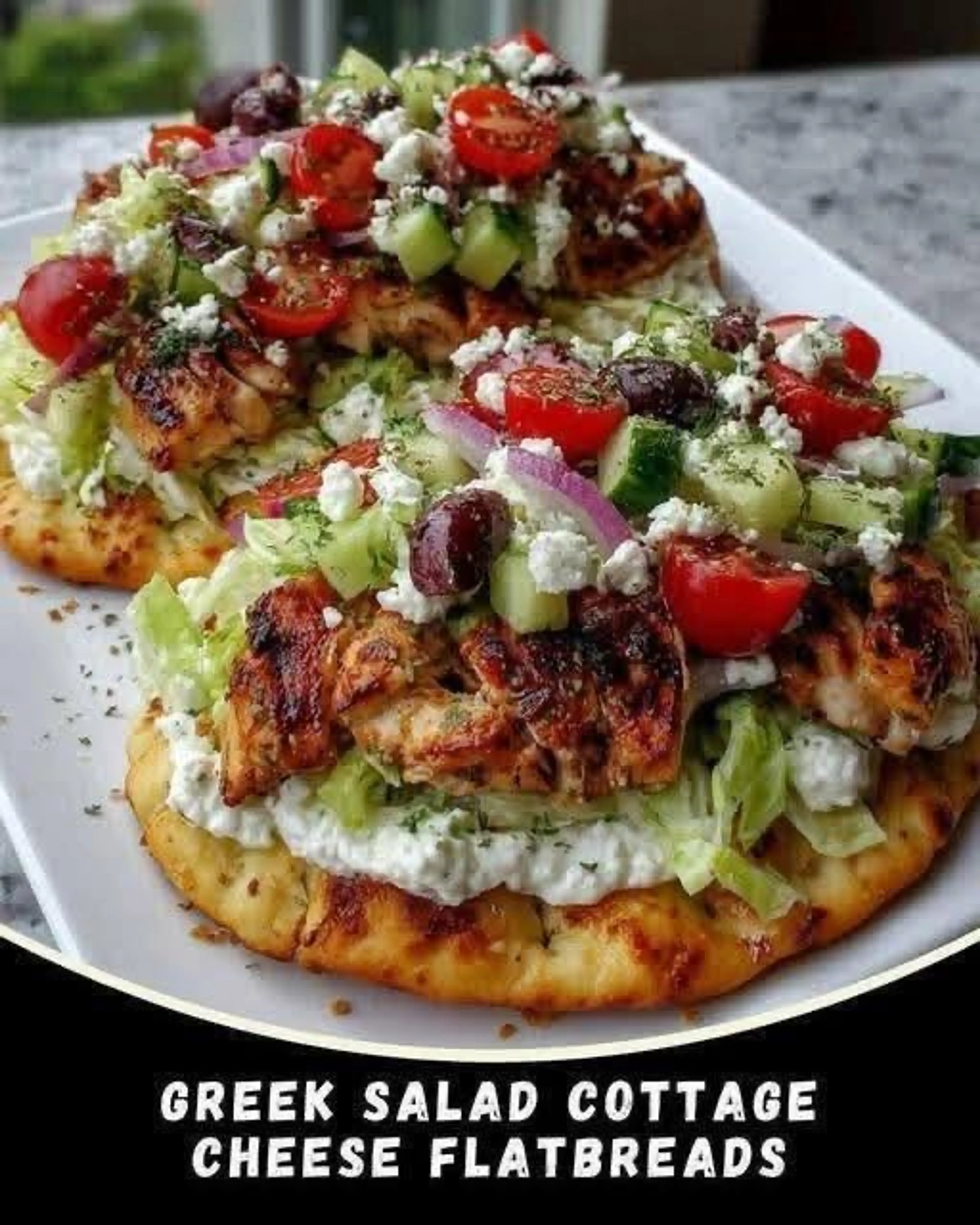 Greek Salad Cottage Cheese Flatbreads