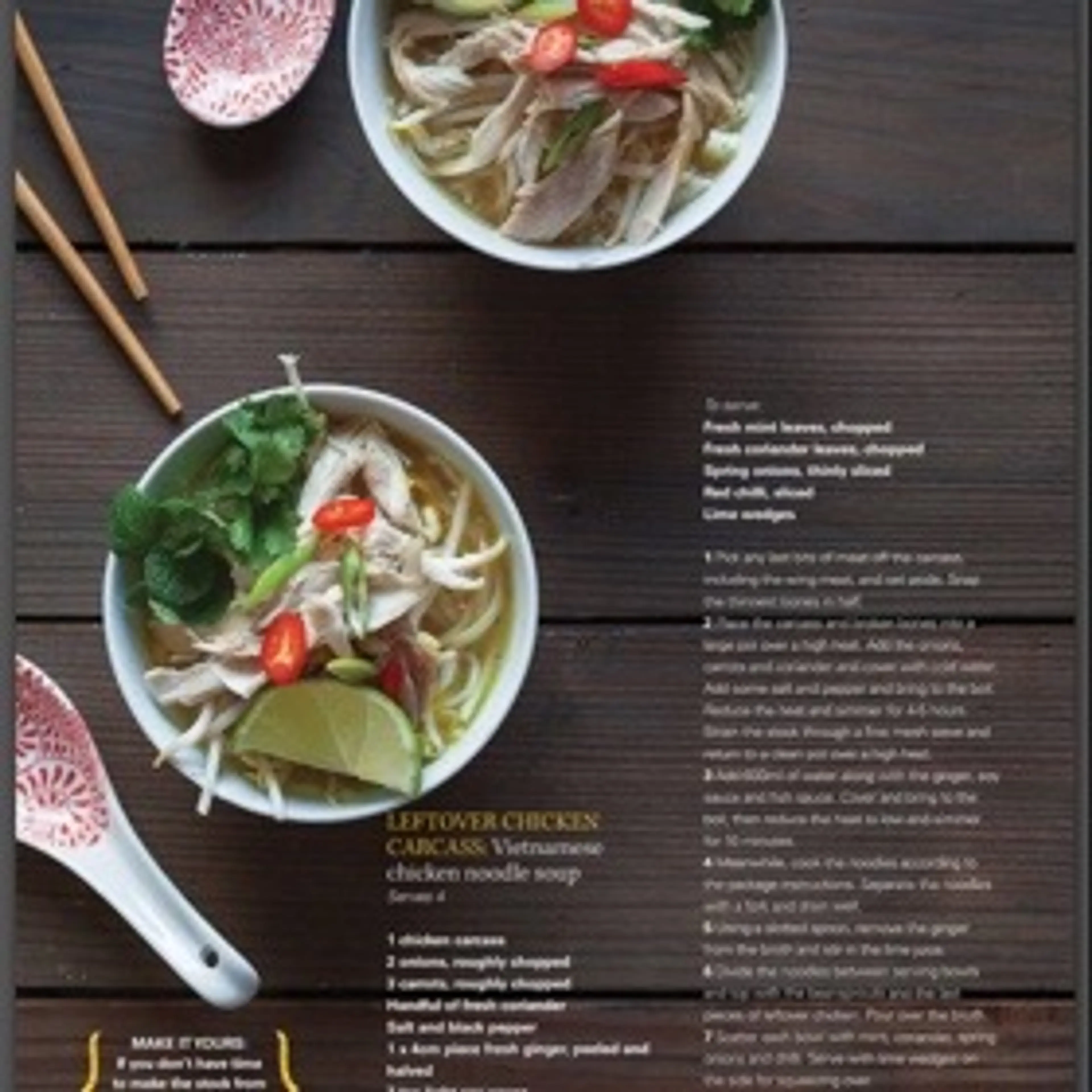 LEFTOVER CHICKEN CARCASS: Vietnamese  chicken noodle soup