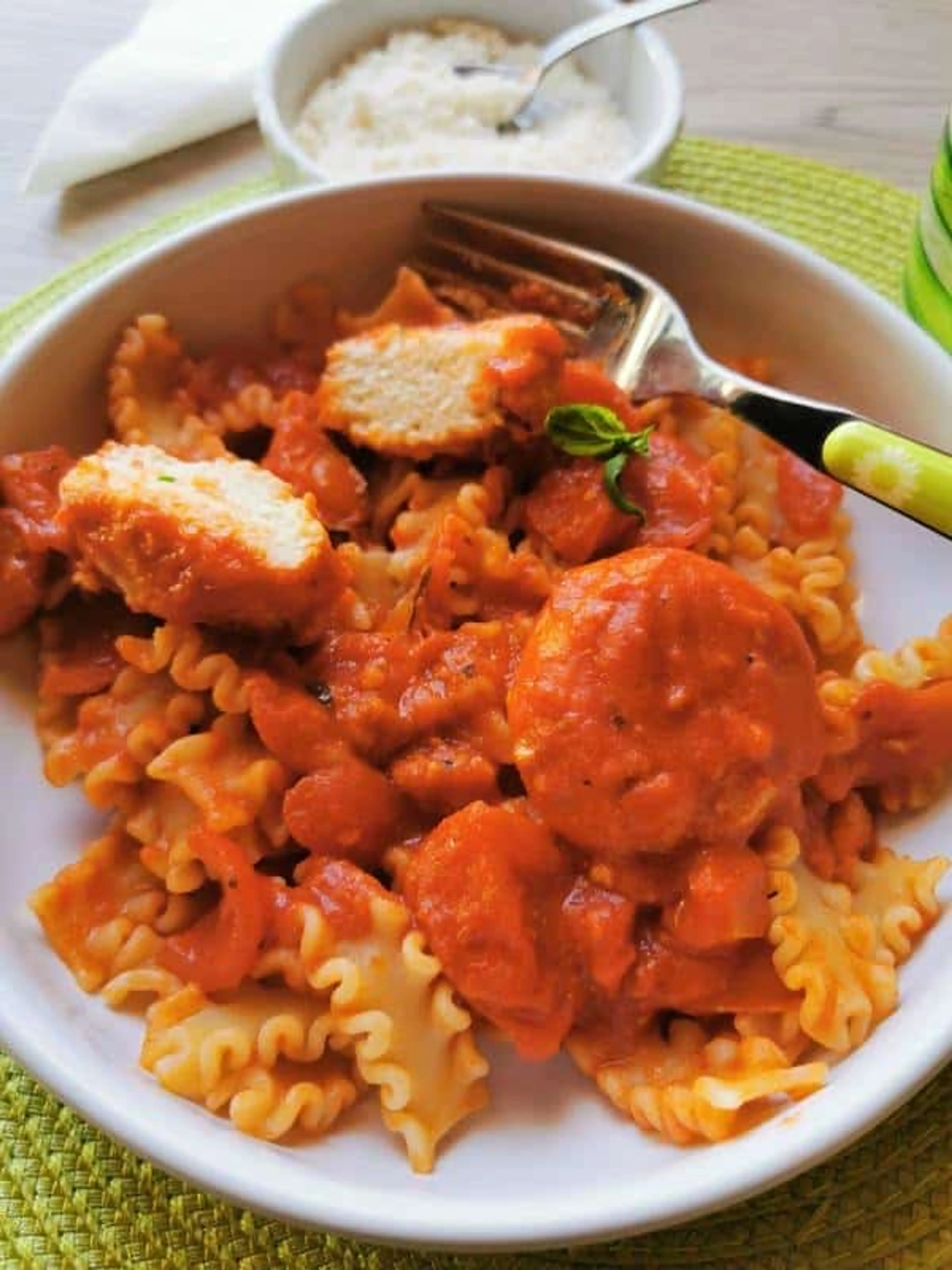 Calabrian Ricotta Balls in Tomato Sauce with Pasta