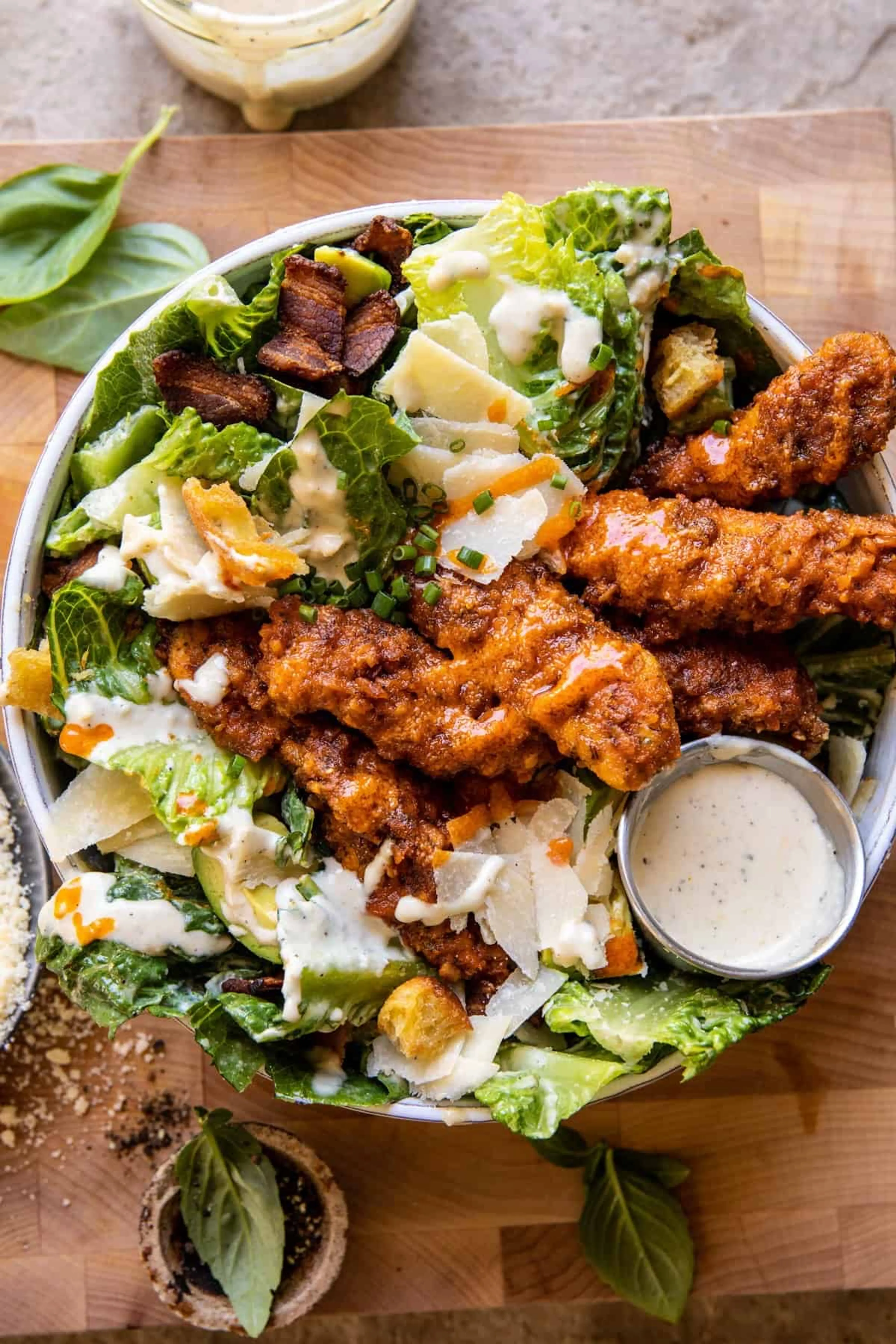 Buffalo Ranch Pretzel Chicken Caesar Salad