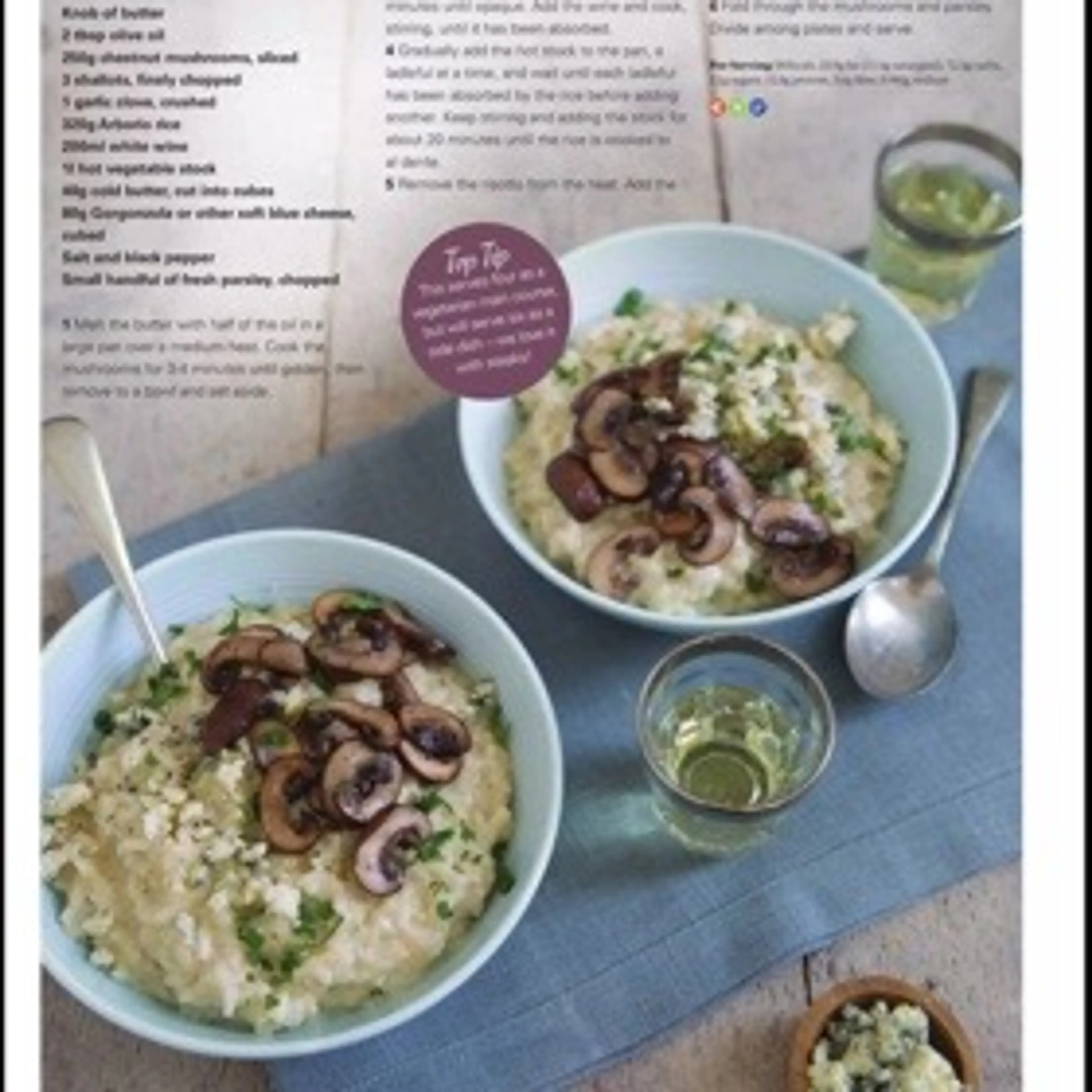 Blue cheese and mushroom risotto
