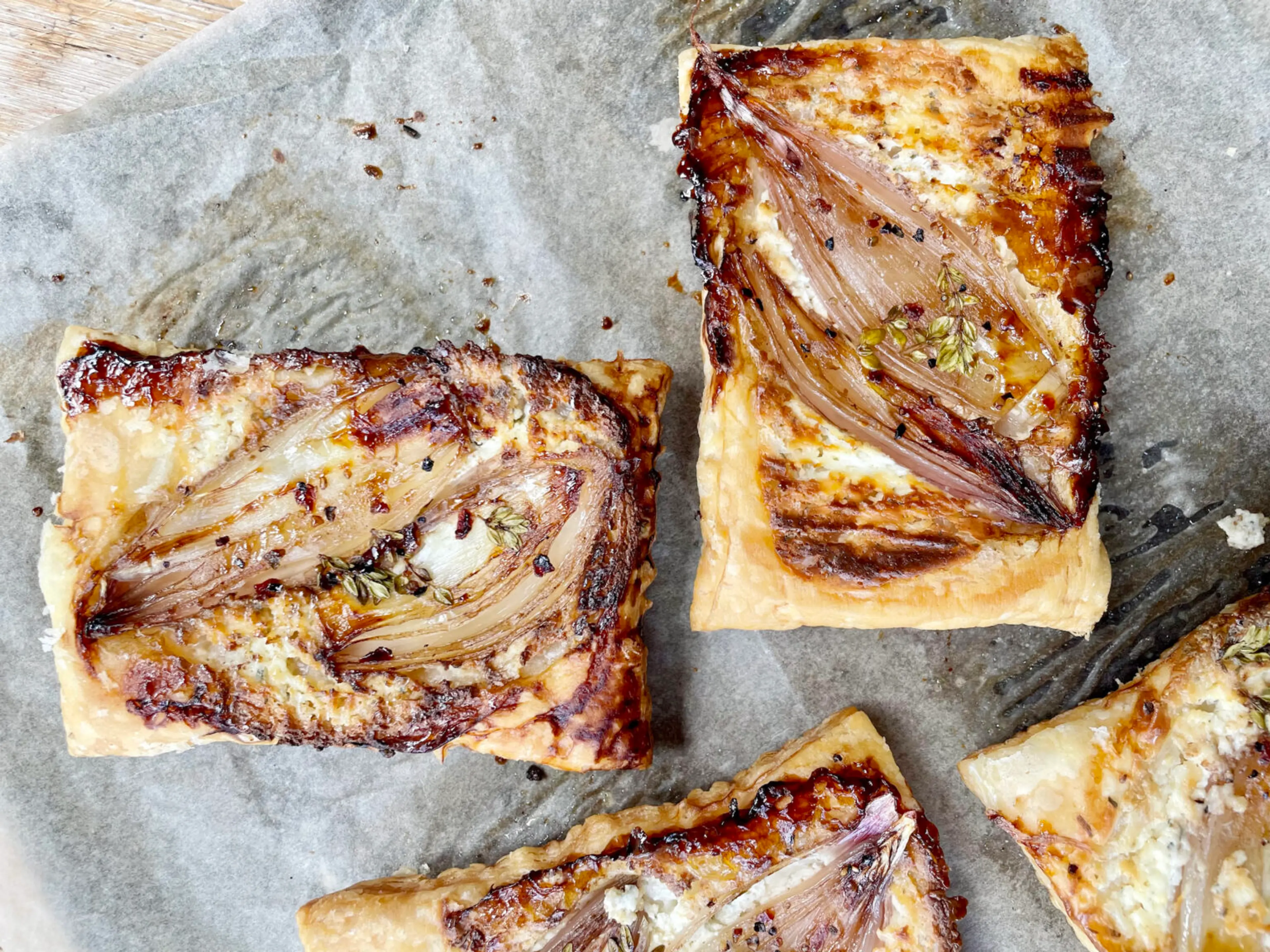 Upside Down Puff Pastry Onion Tart