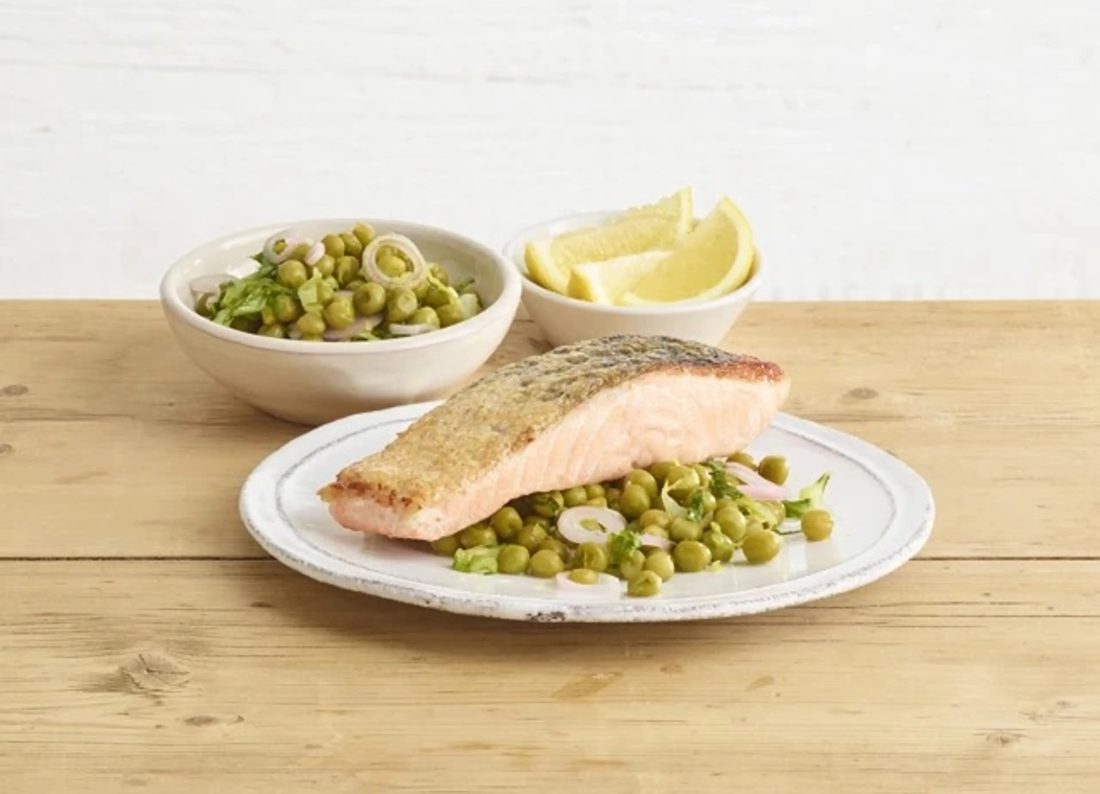 Pan-fried Salmon with Pickled Pea & Shallot Salad