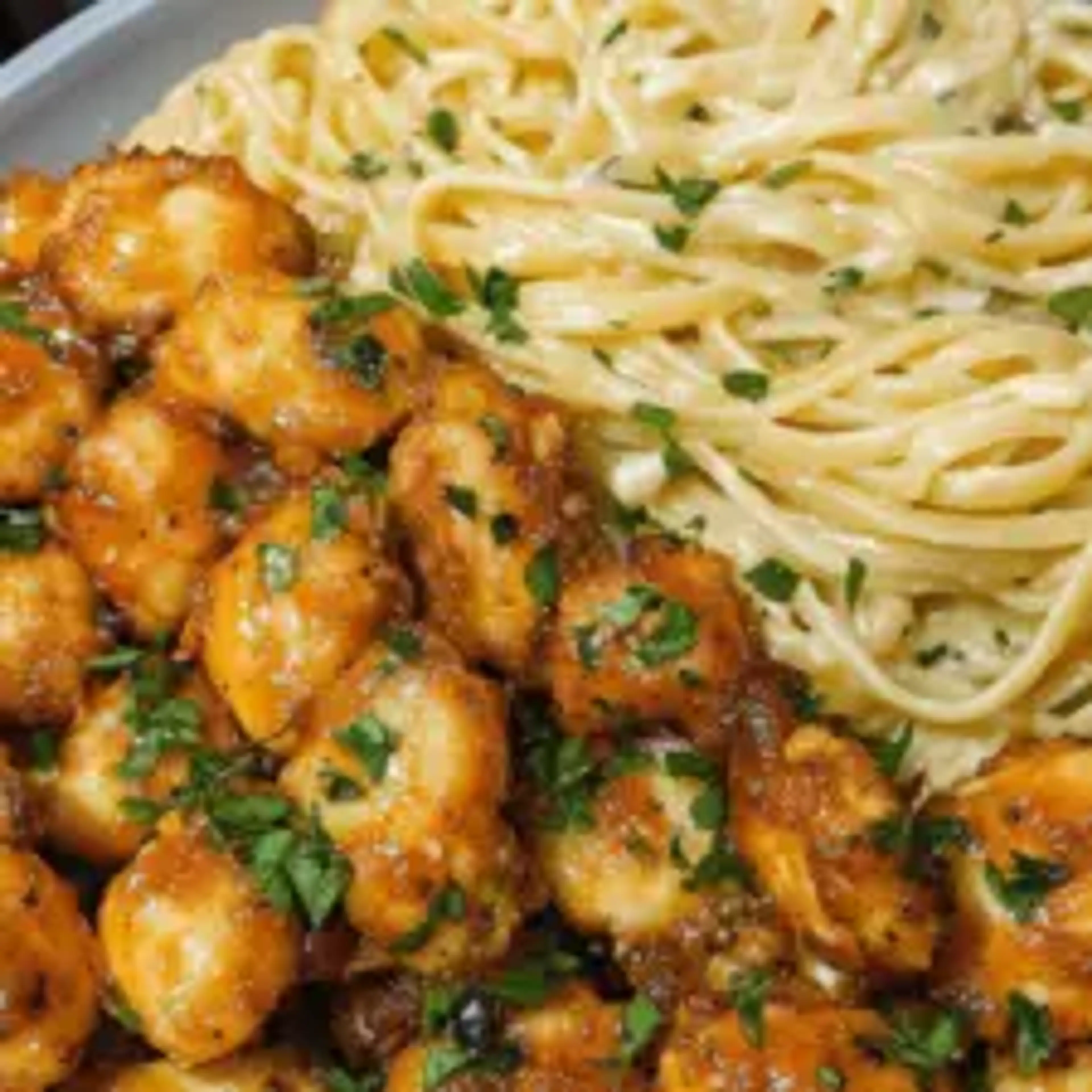 Lemon Garlic Butter Chicken Bites with Savory Parmesan Lingu