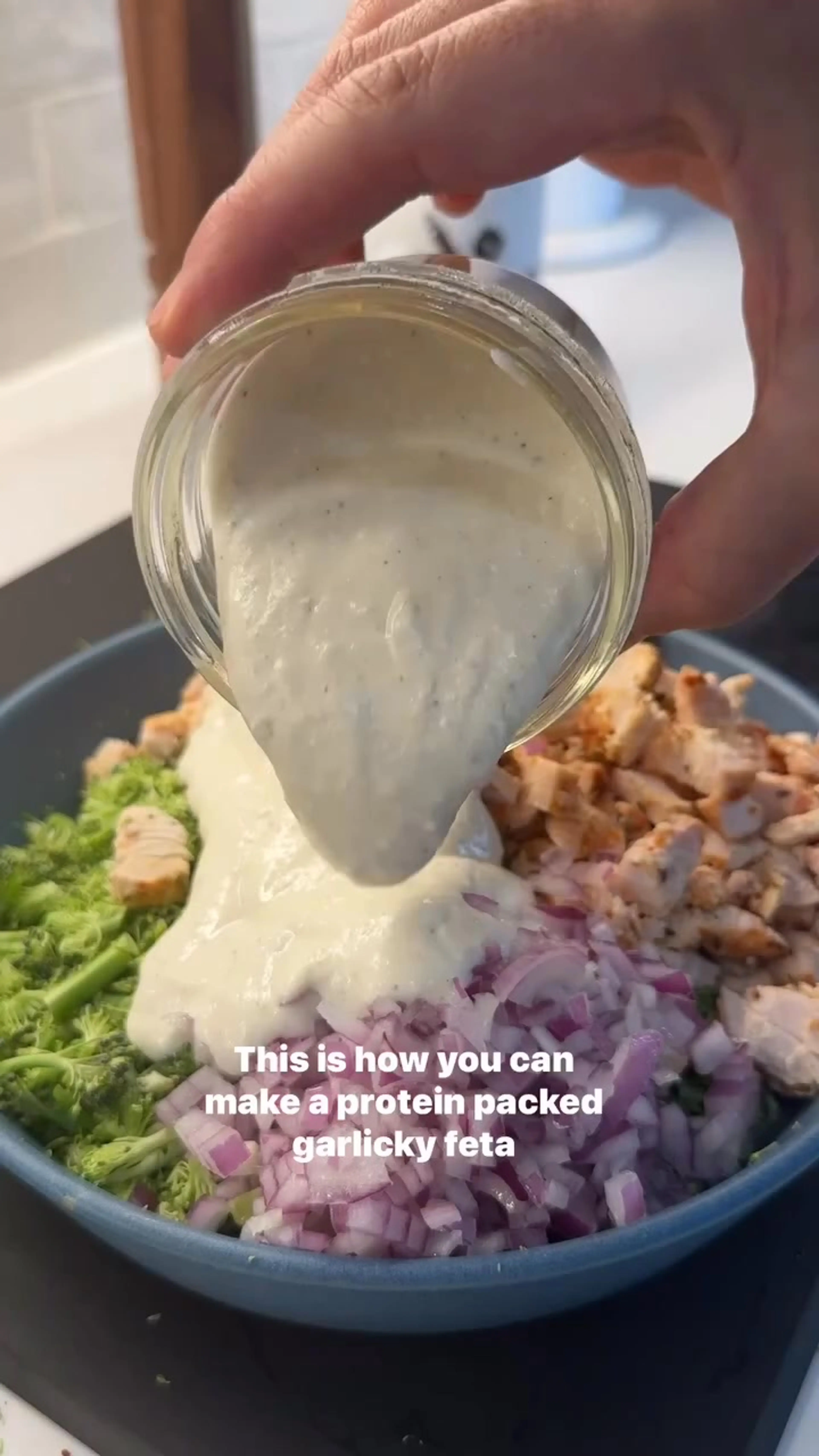 Garlicky Feta Broccoli Chicken Salad
