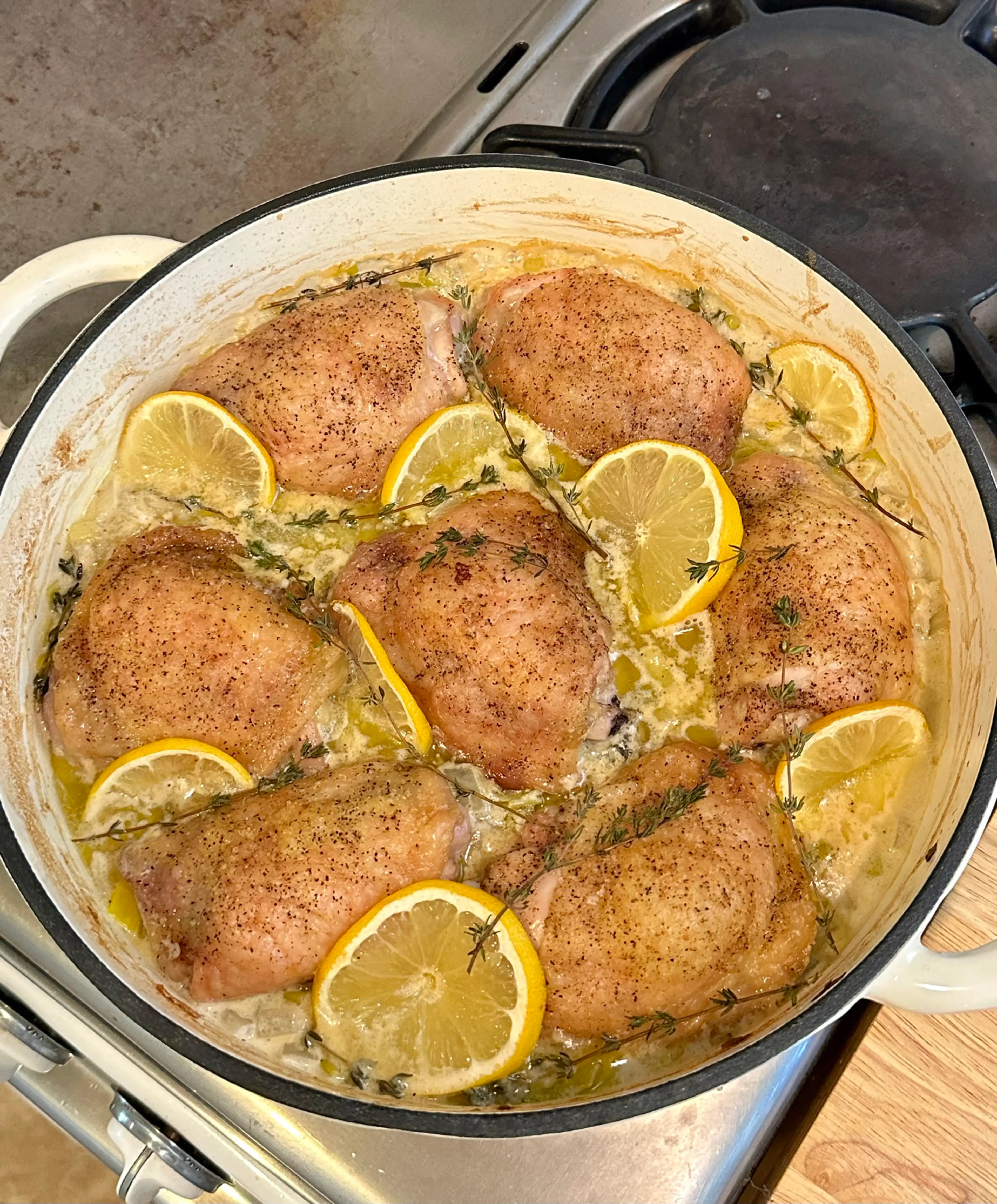 Creamy Chicken Thighs with Lemon and Thyme