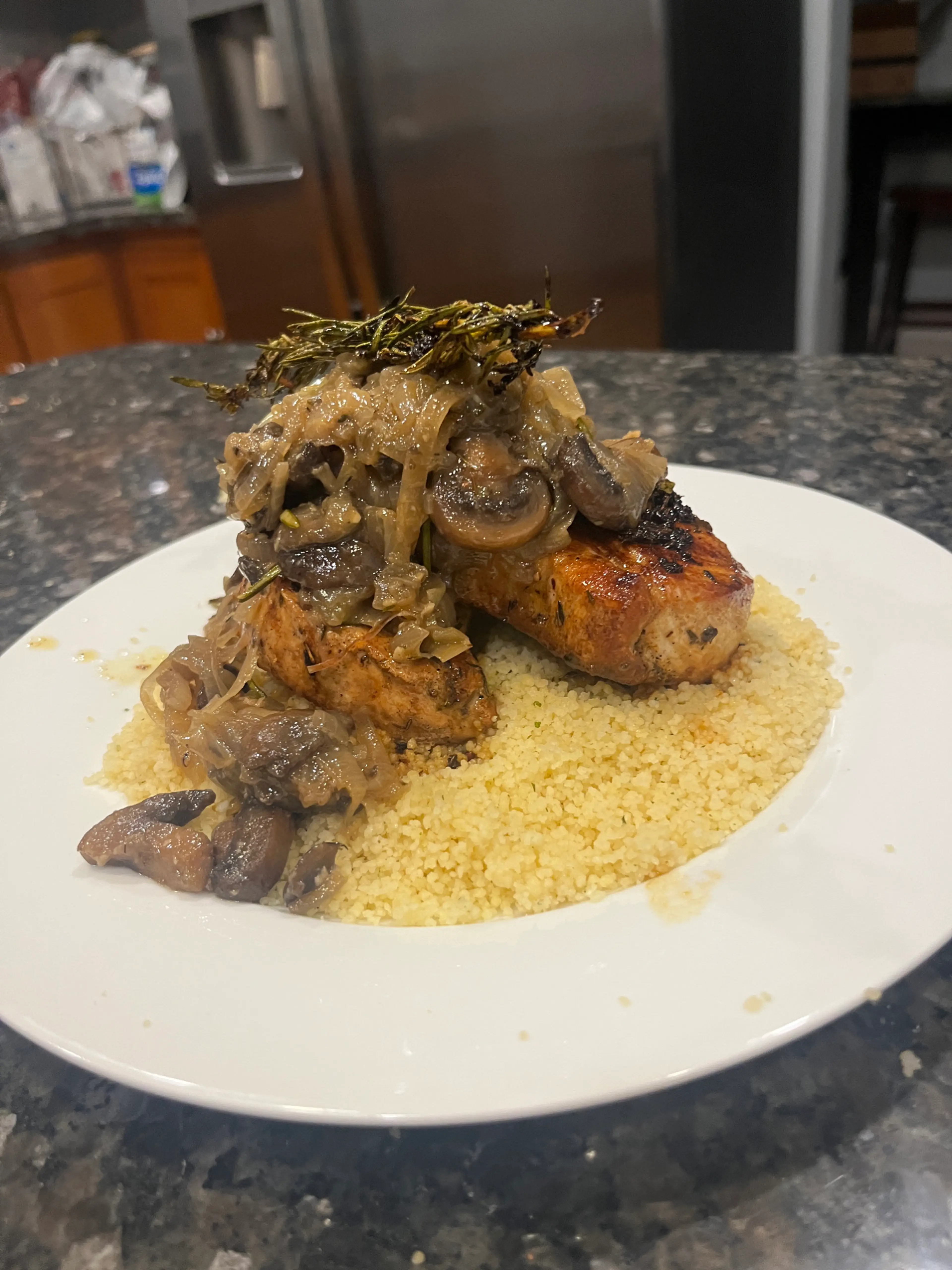 Rosemary Pork w/ Mushrooms And Couscous