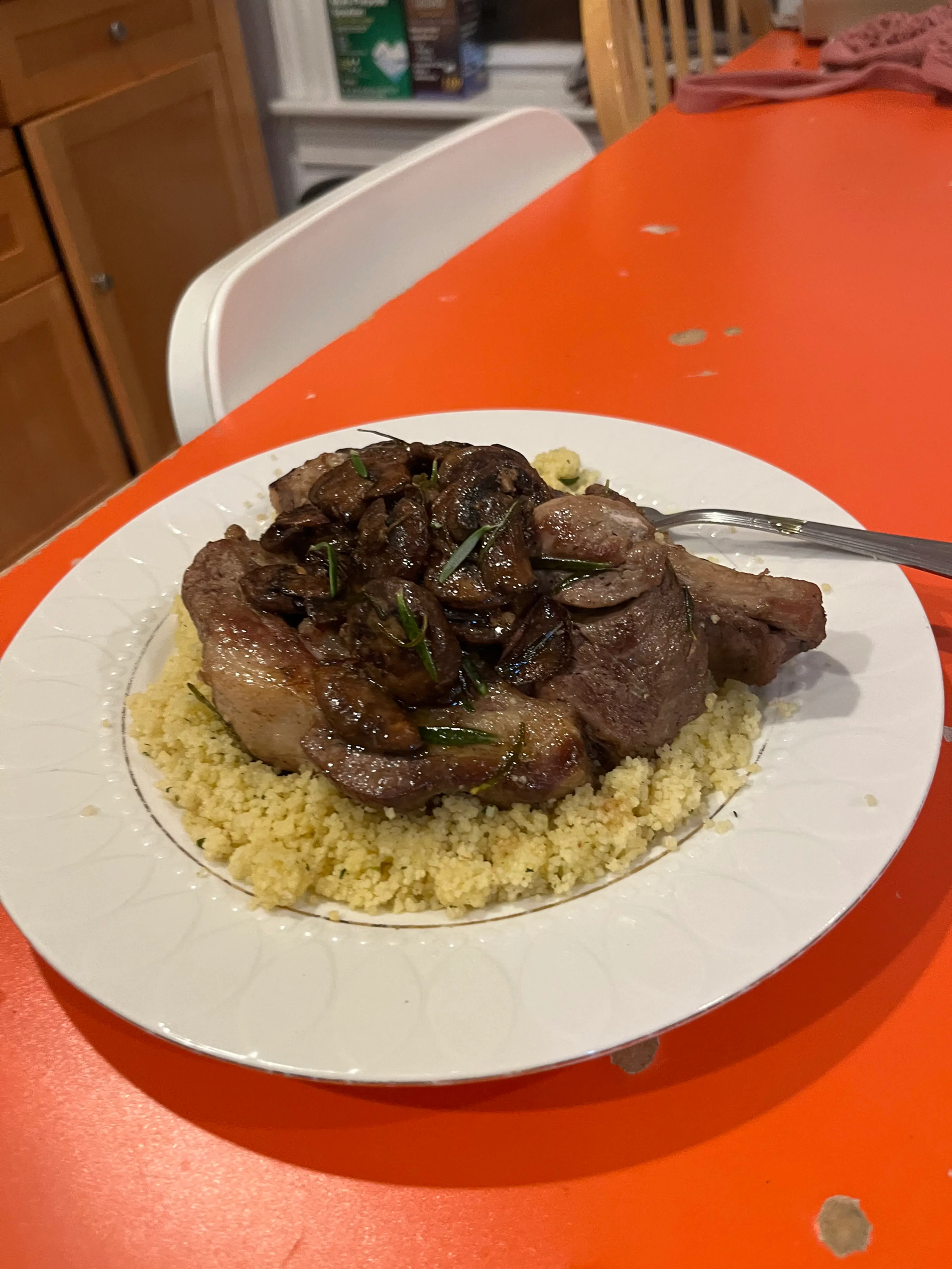 Rosemary Pork w/ Mushrooms And Couscous