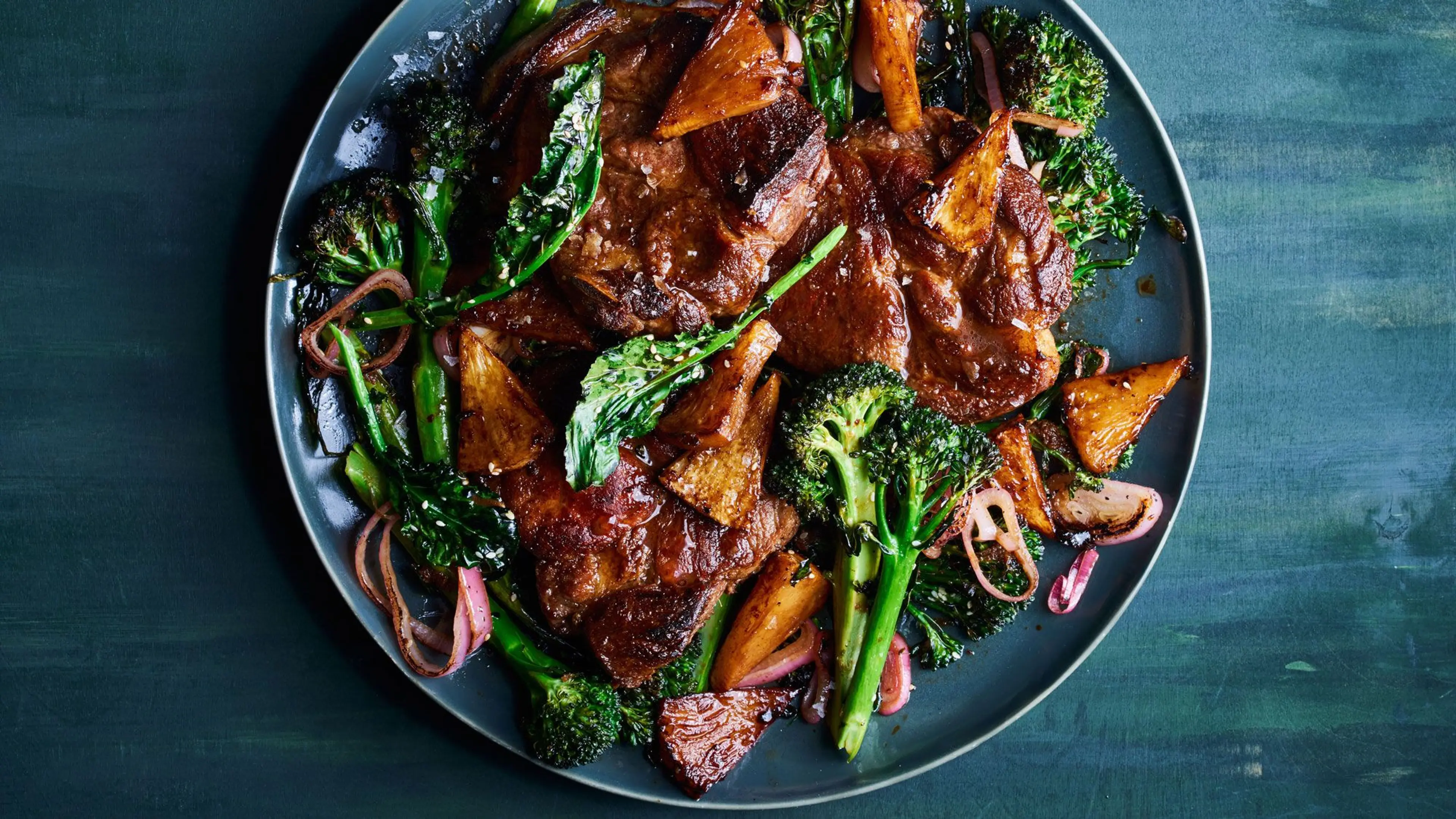 Pork Shoulder With Pineapple and Sesame Broccoli