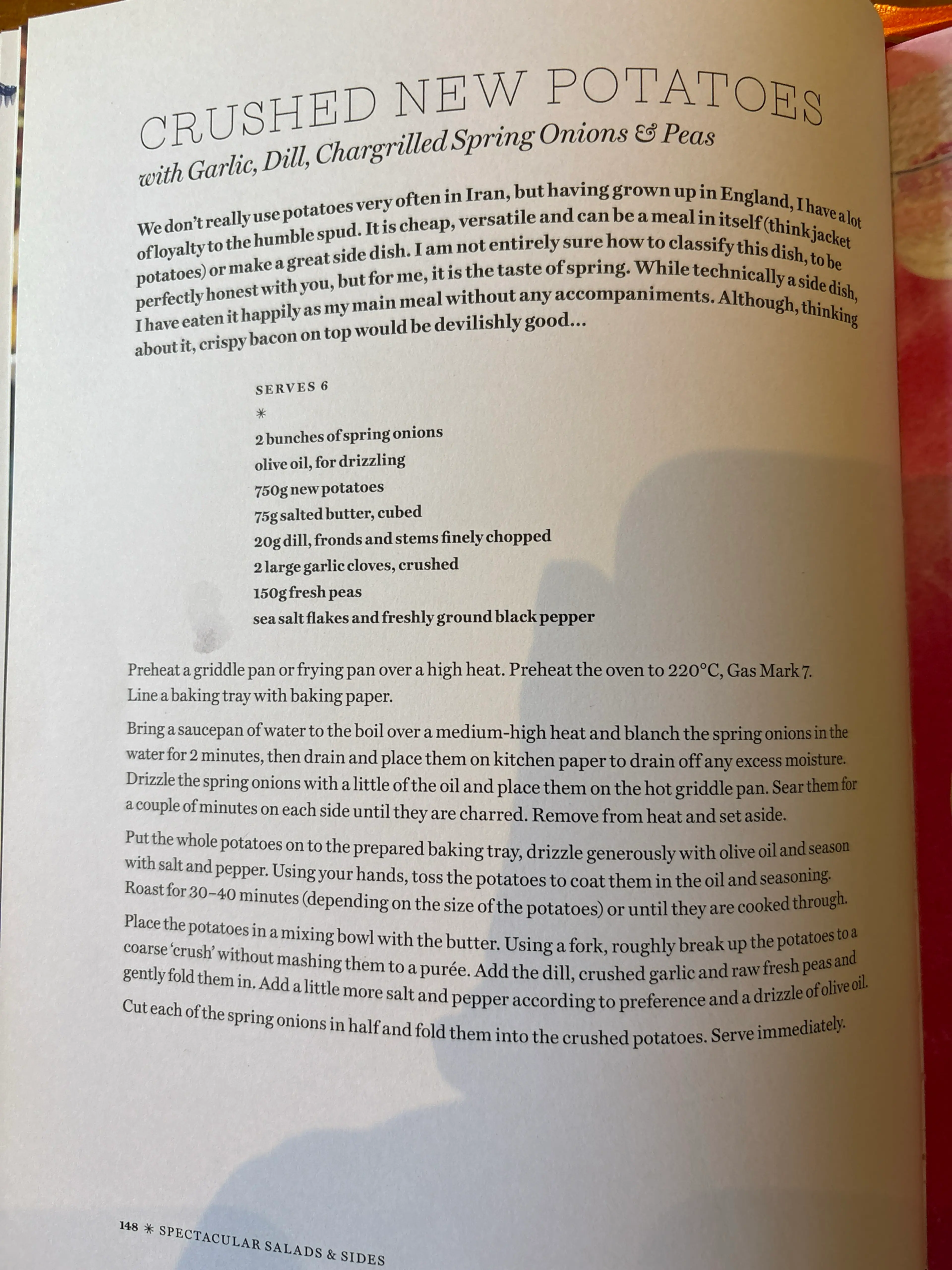 CRUSHED NEW POTATOES with Garlic, Dill, Chargrilled Spring O