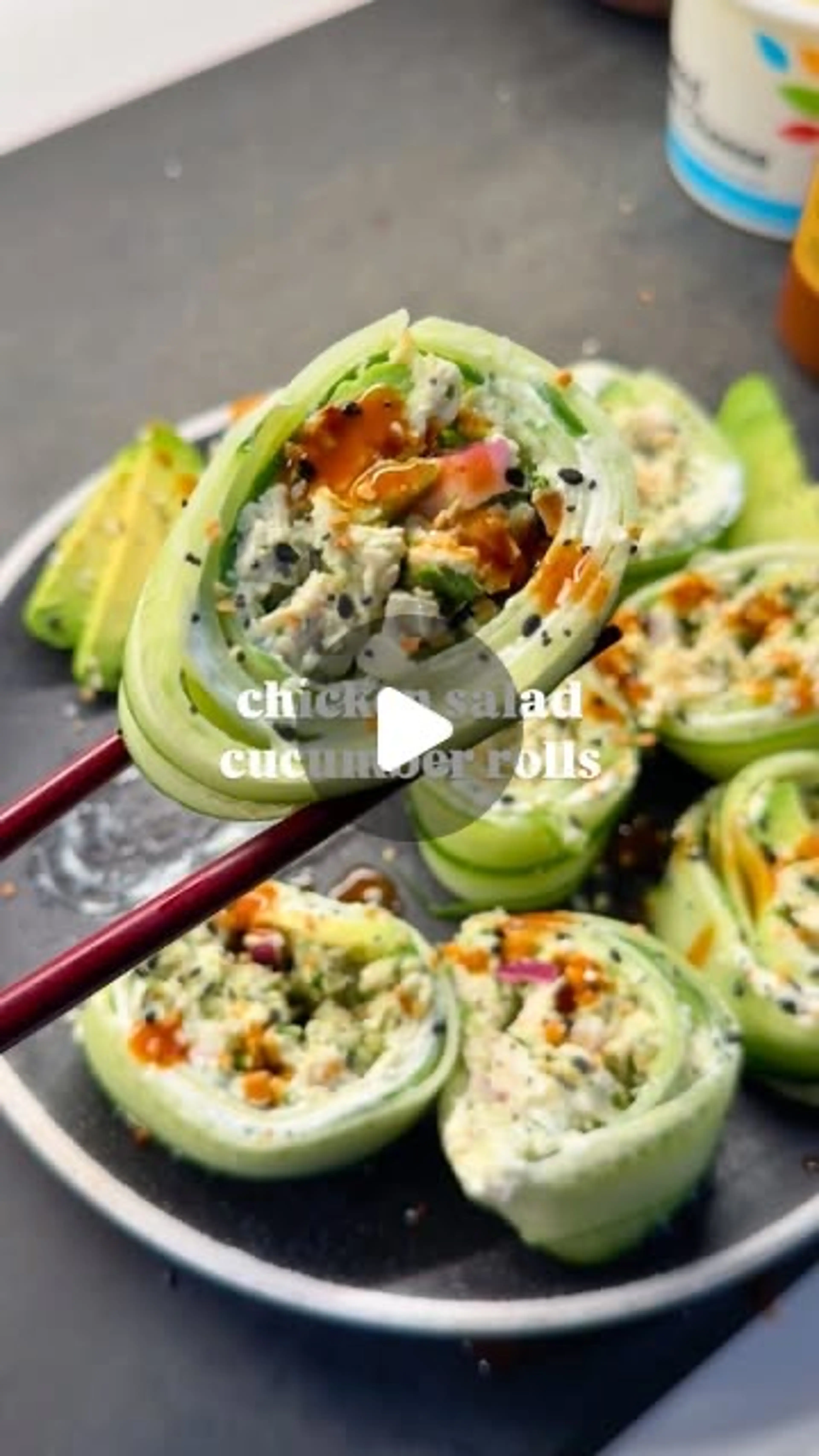 High Protein Chicken Salad Cucumber Rolls