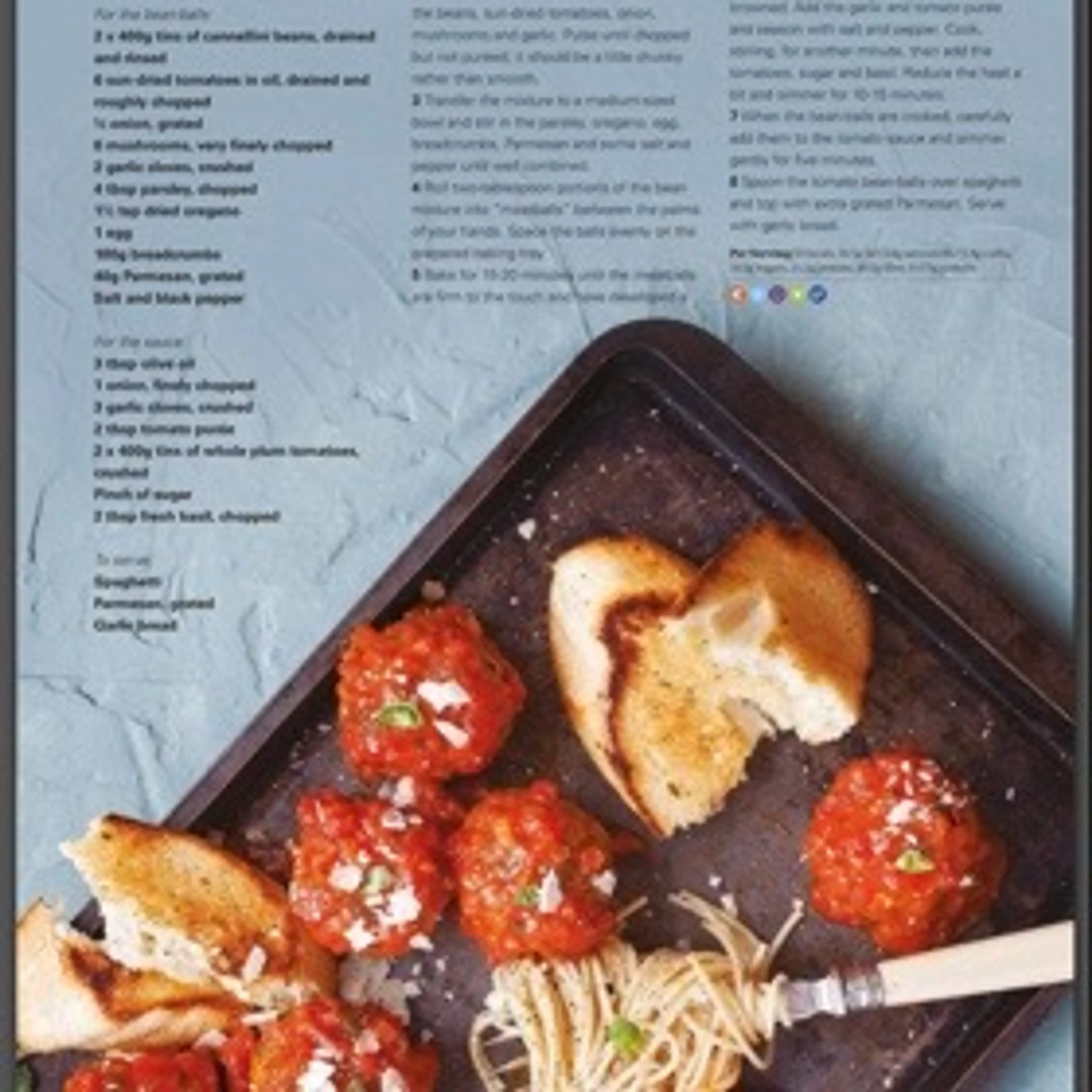 Spaghetti with cannellini bean-balls