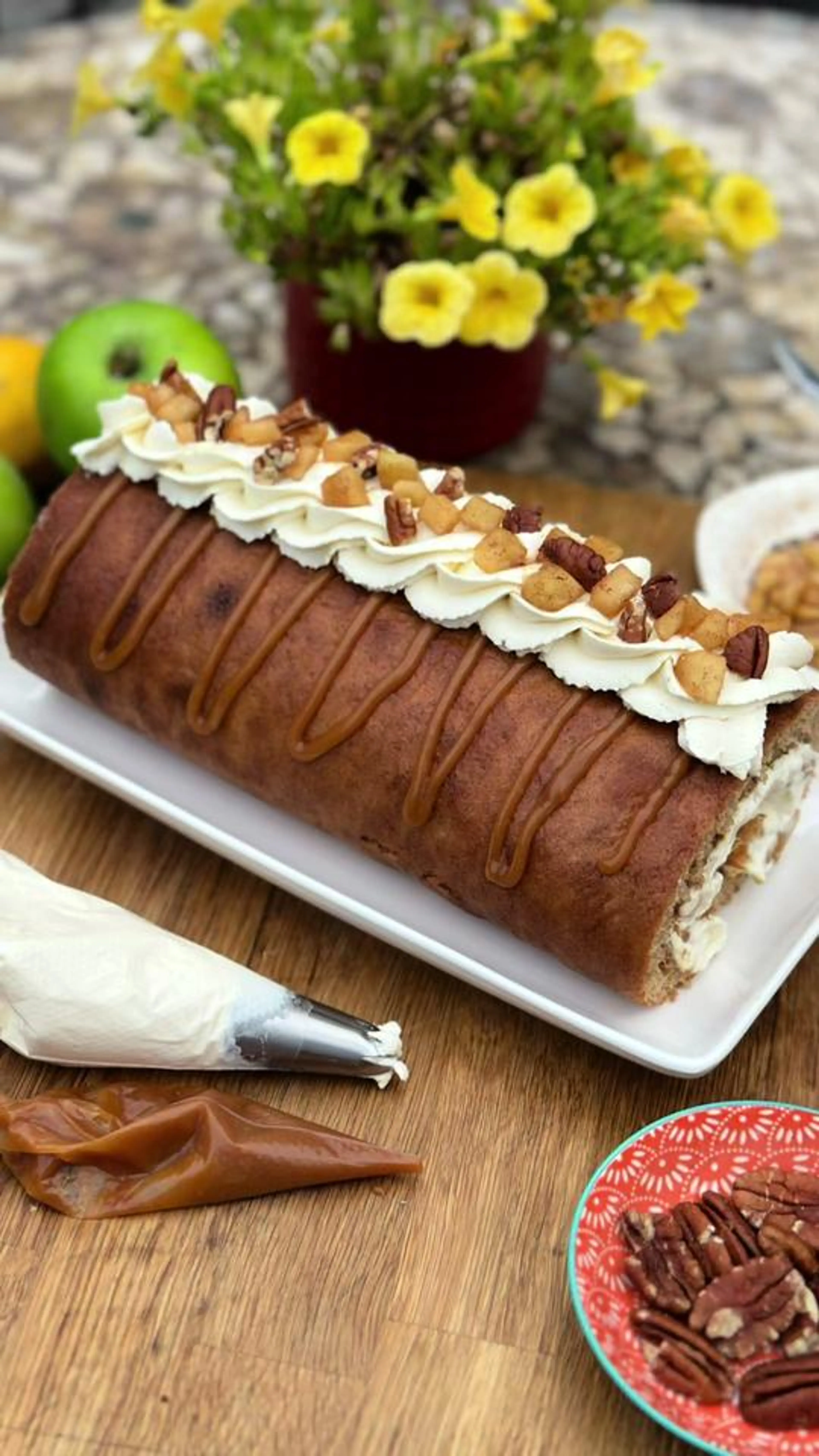 Spiced Apple and Caramel Swiss Roll