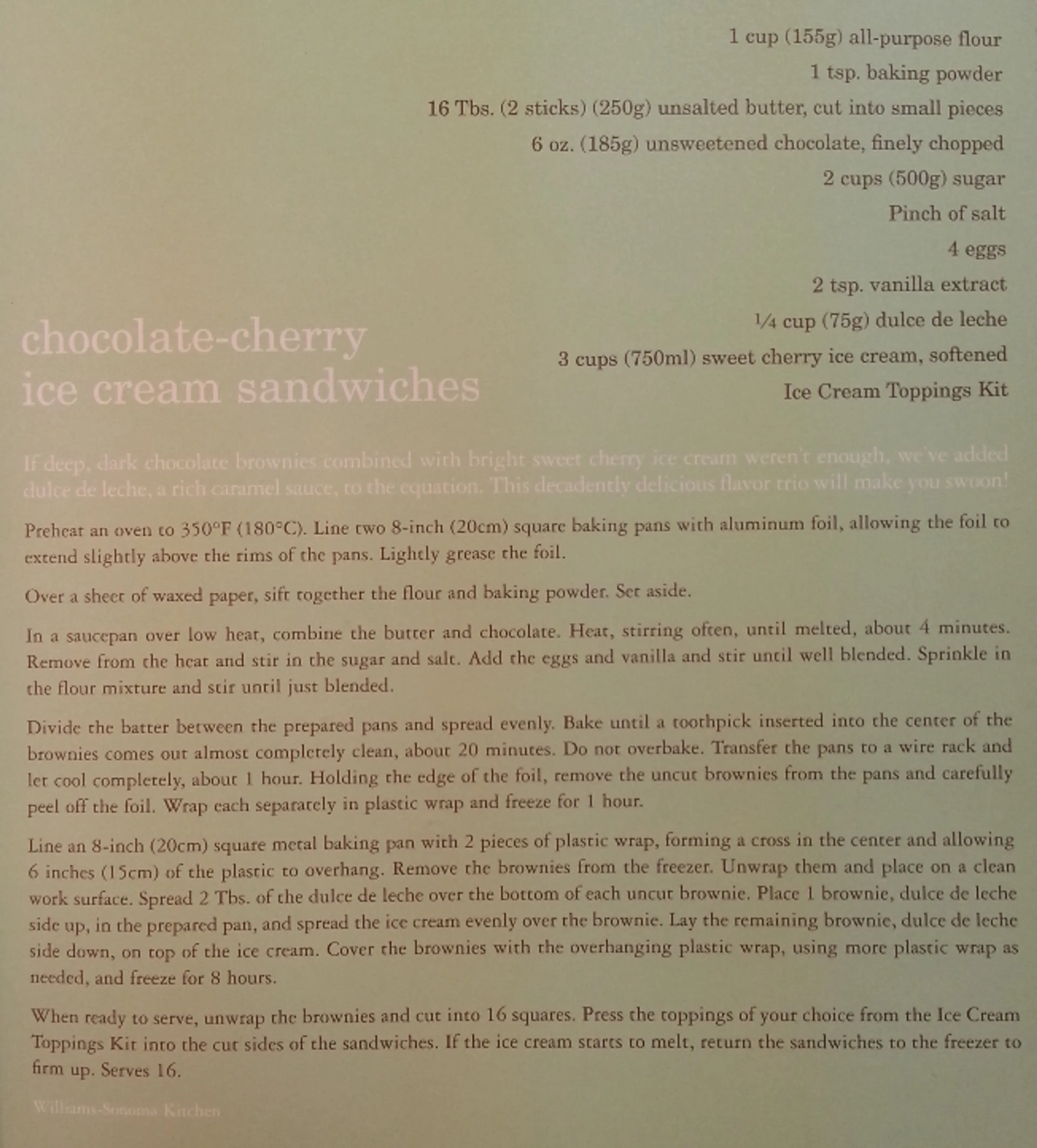 Chocolate-Cherry Ice Cream Sandwiches (Williams Sonoma)