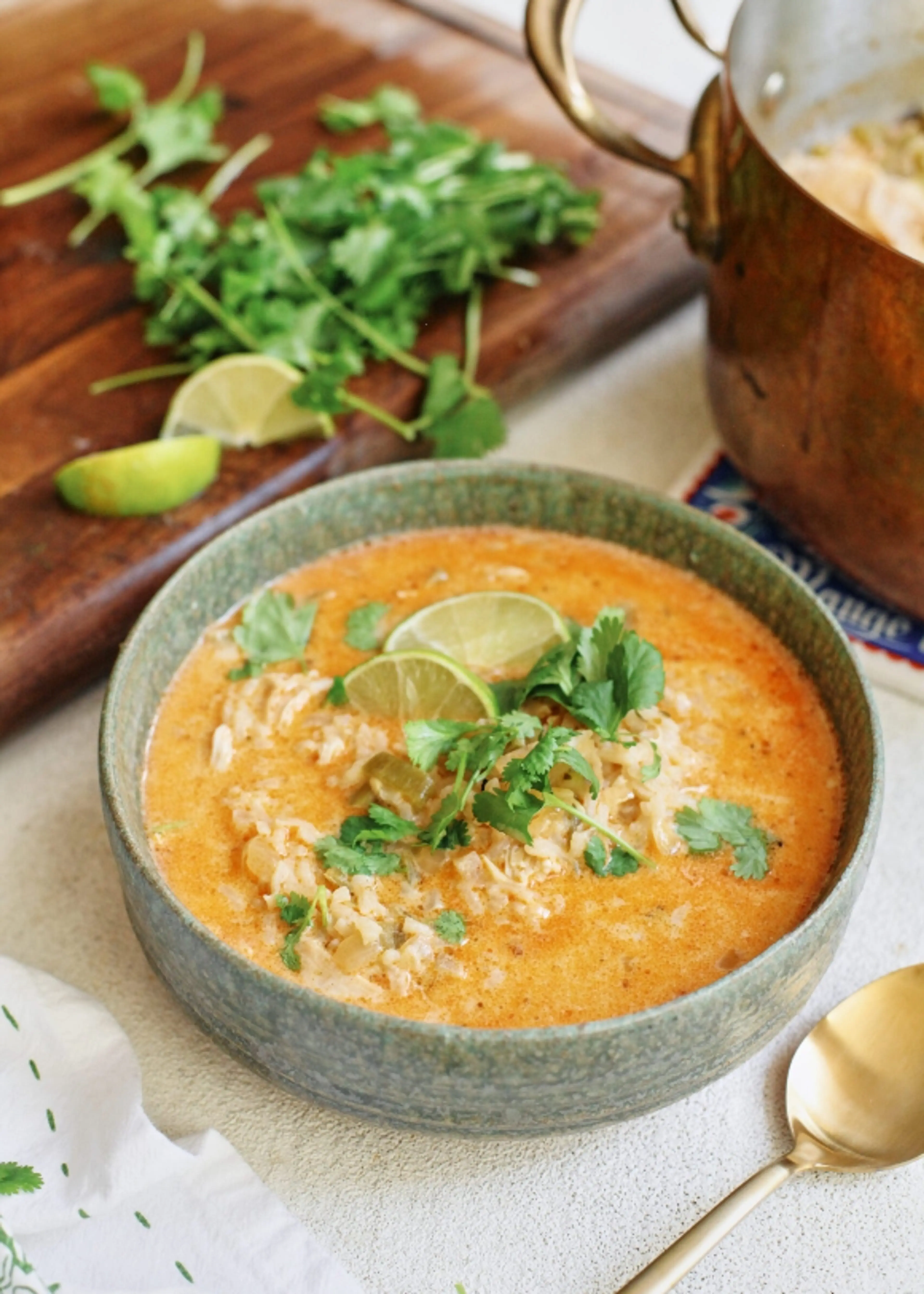 Creamy Hatch Chile Chicken & Rice Soup