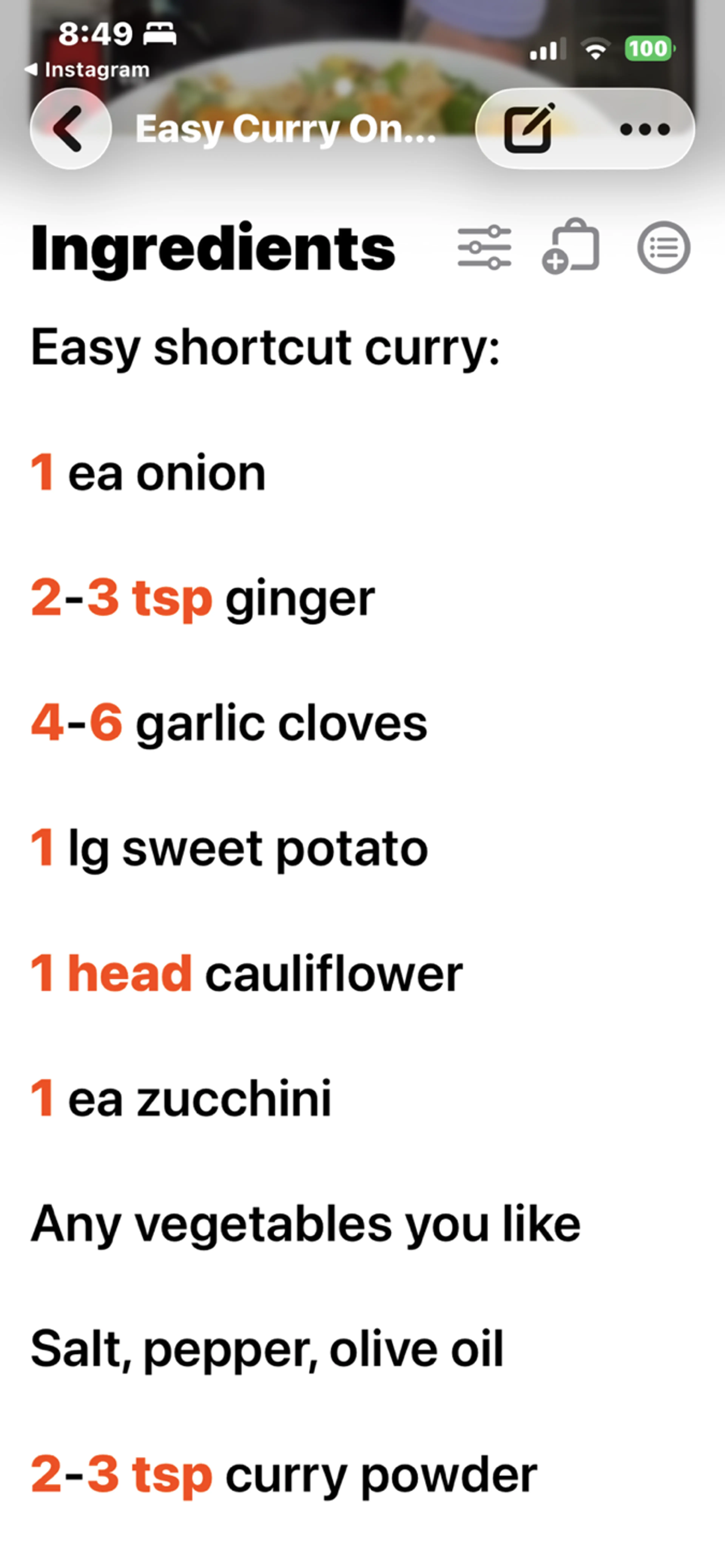 Easy Curry One Pot Dinner