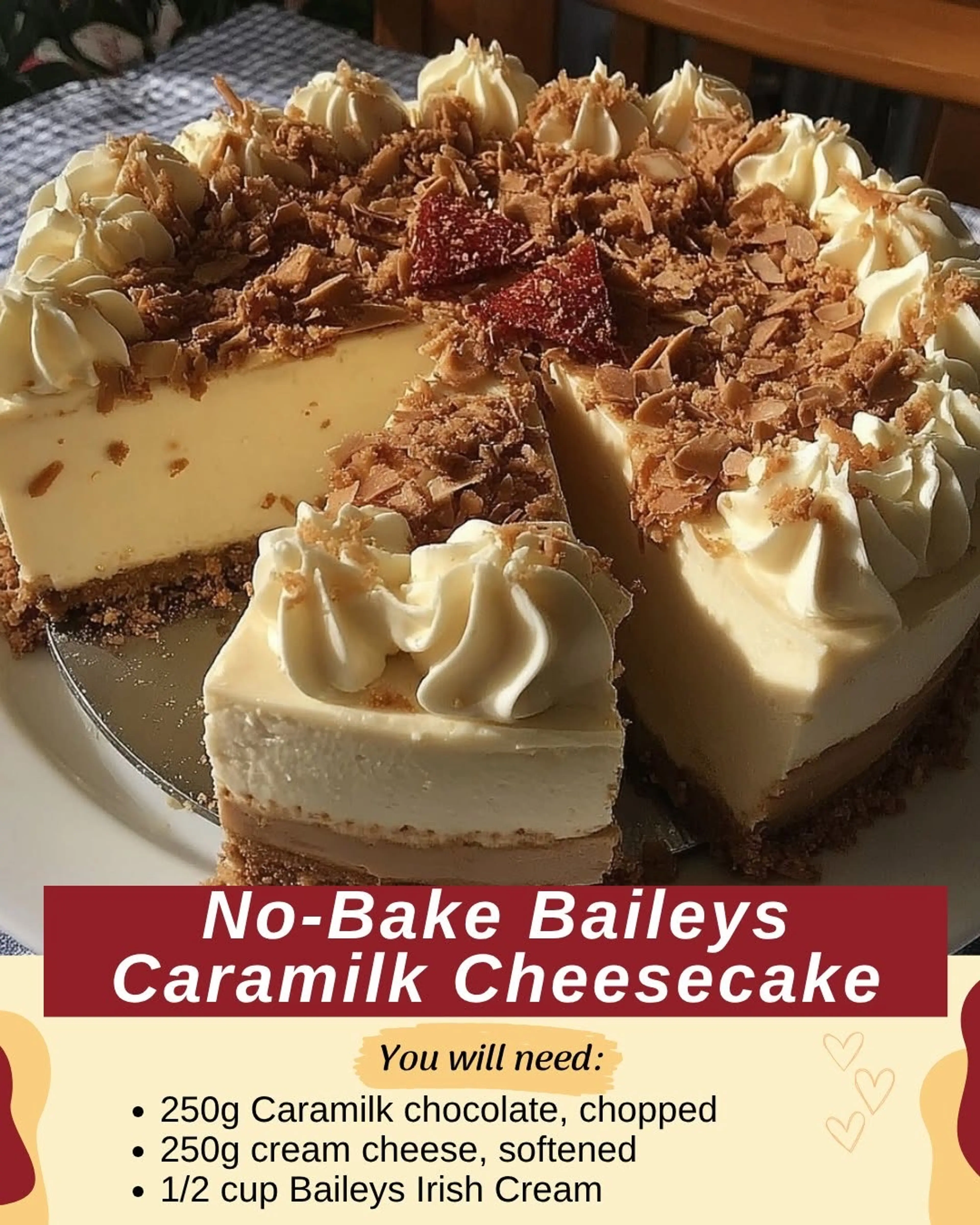 No-bake Baileys Caramilk Cheesecake