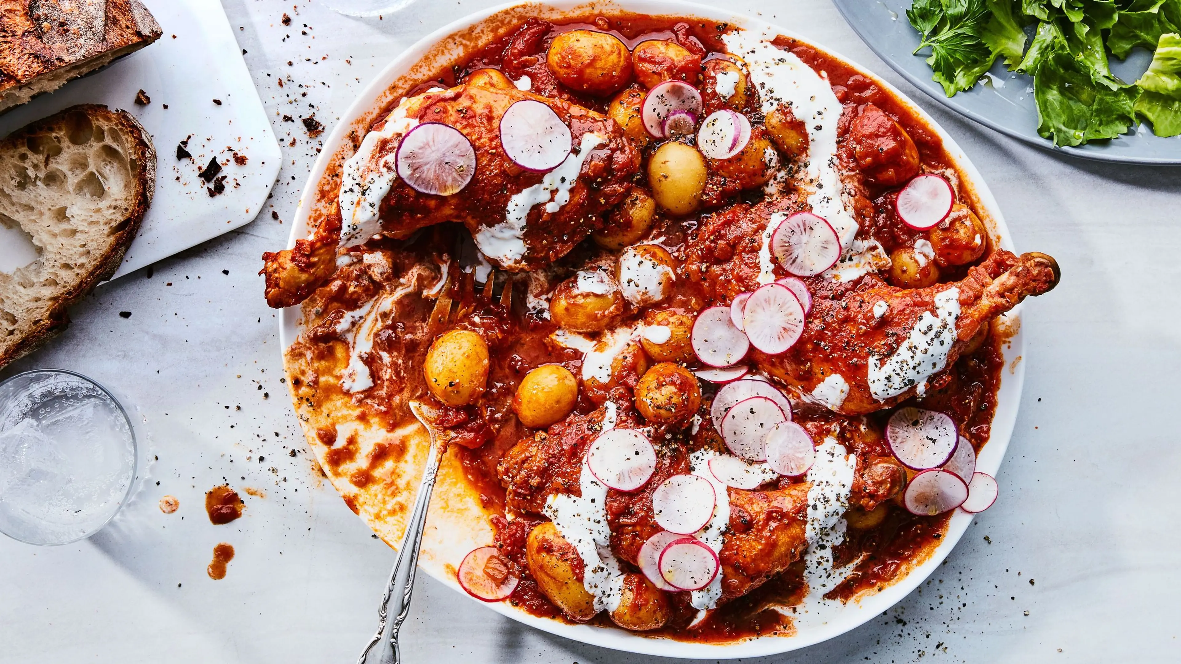 Chicken Stew with Potatoes and Radishes
