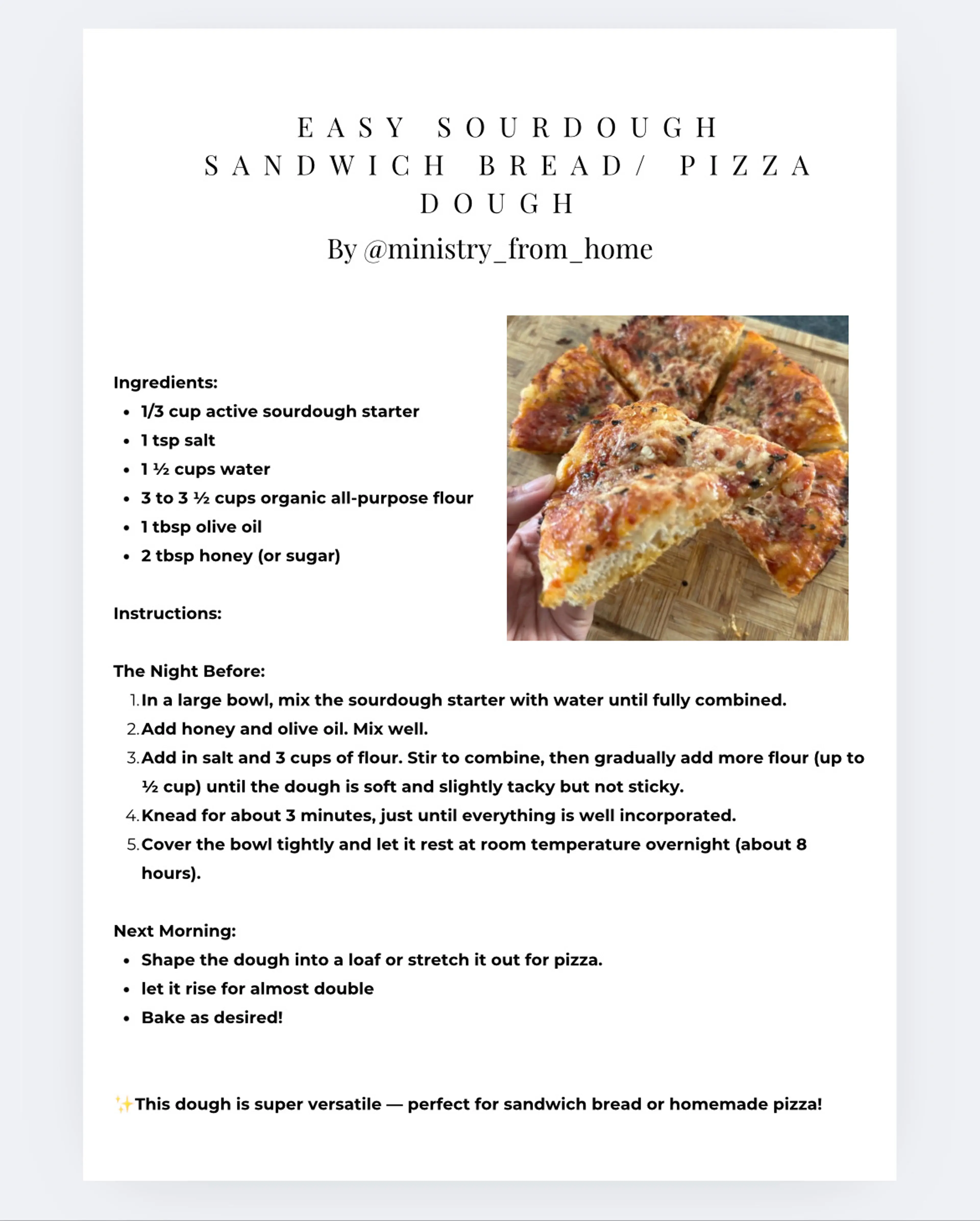 EASY SOURDOUGH SANDWICH BREAD PIZZA DOUGH