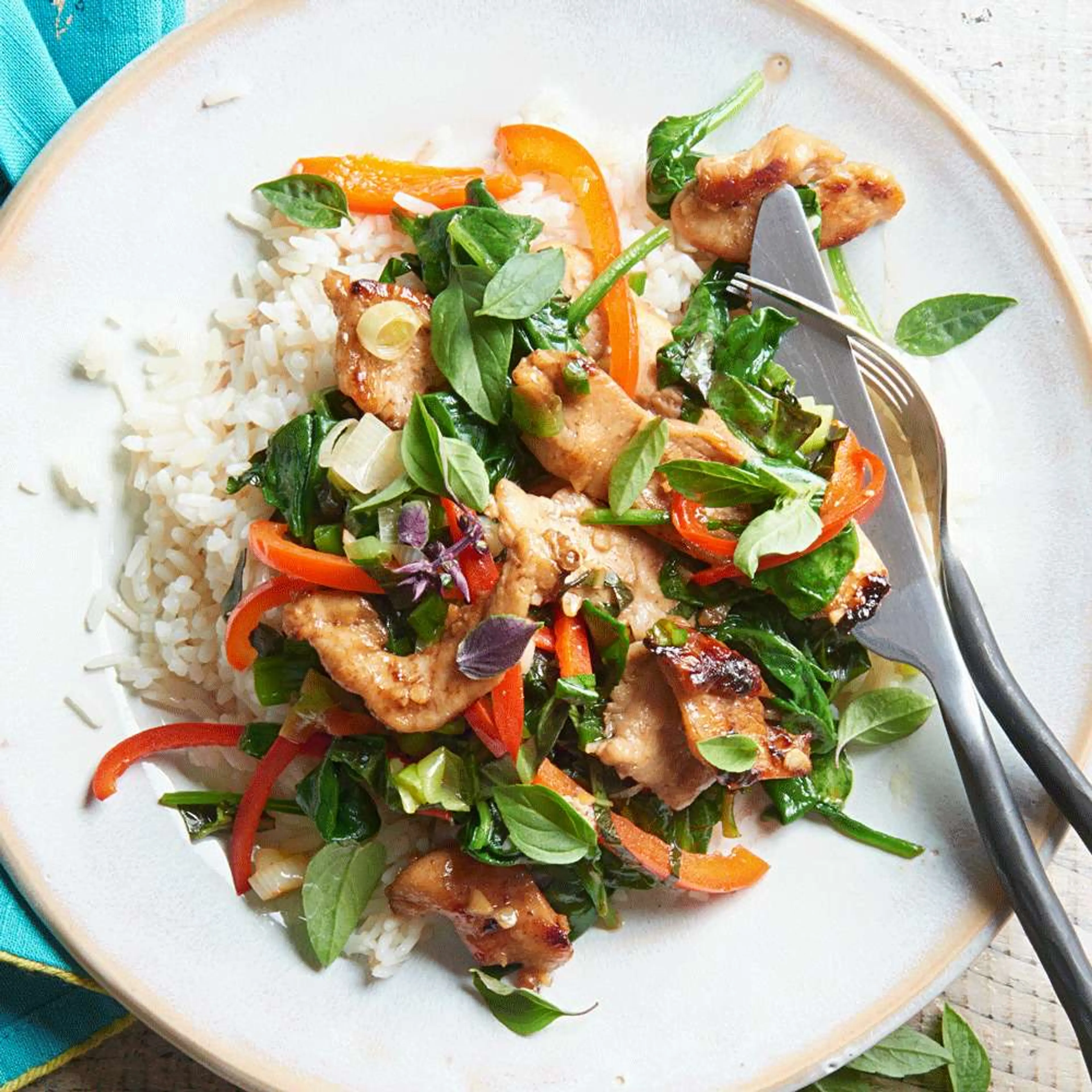 Myra's Basil Chicken Stir Fry