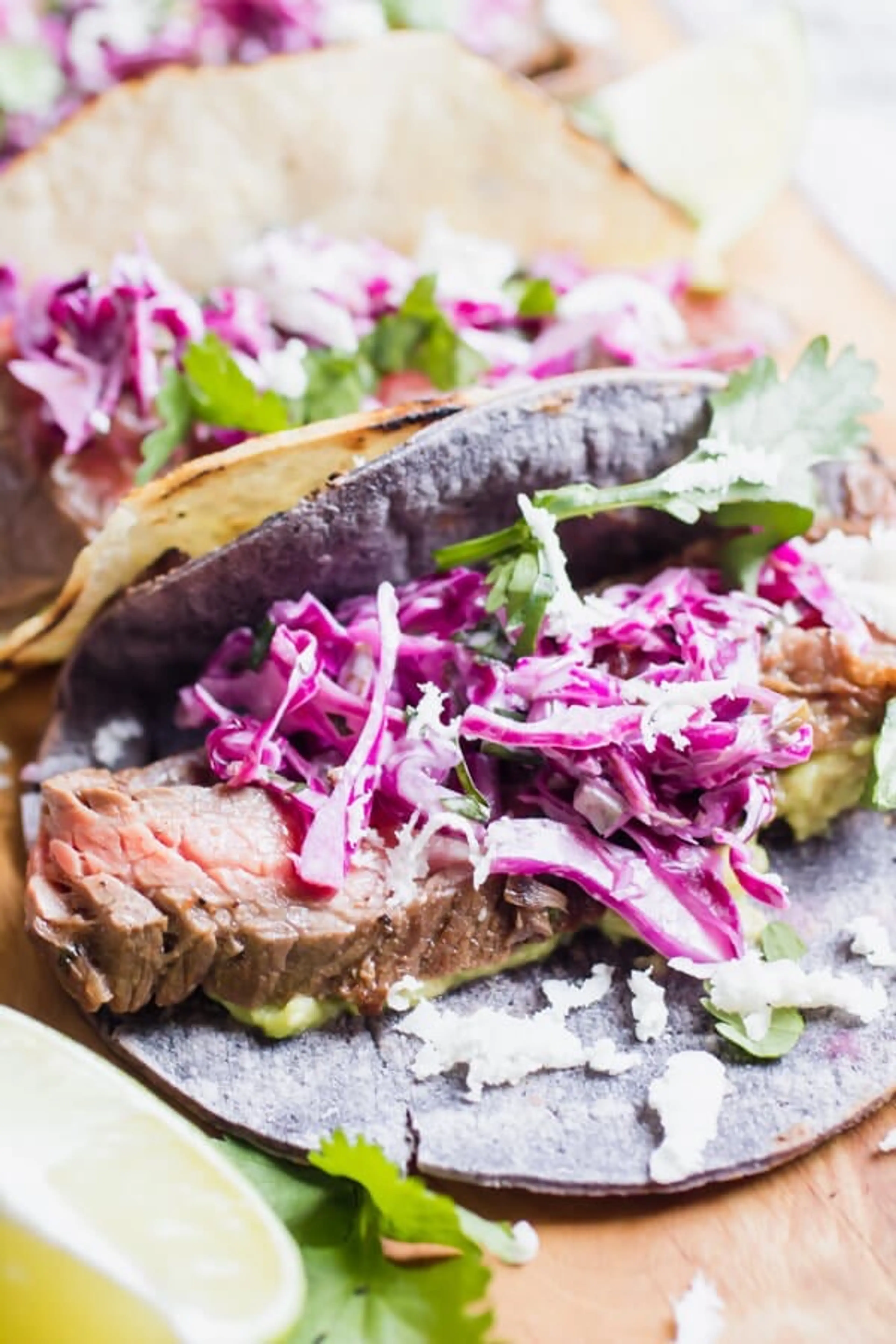 Healthy Steak Tacos with Lime Cilantro Slaw