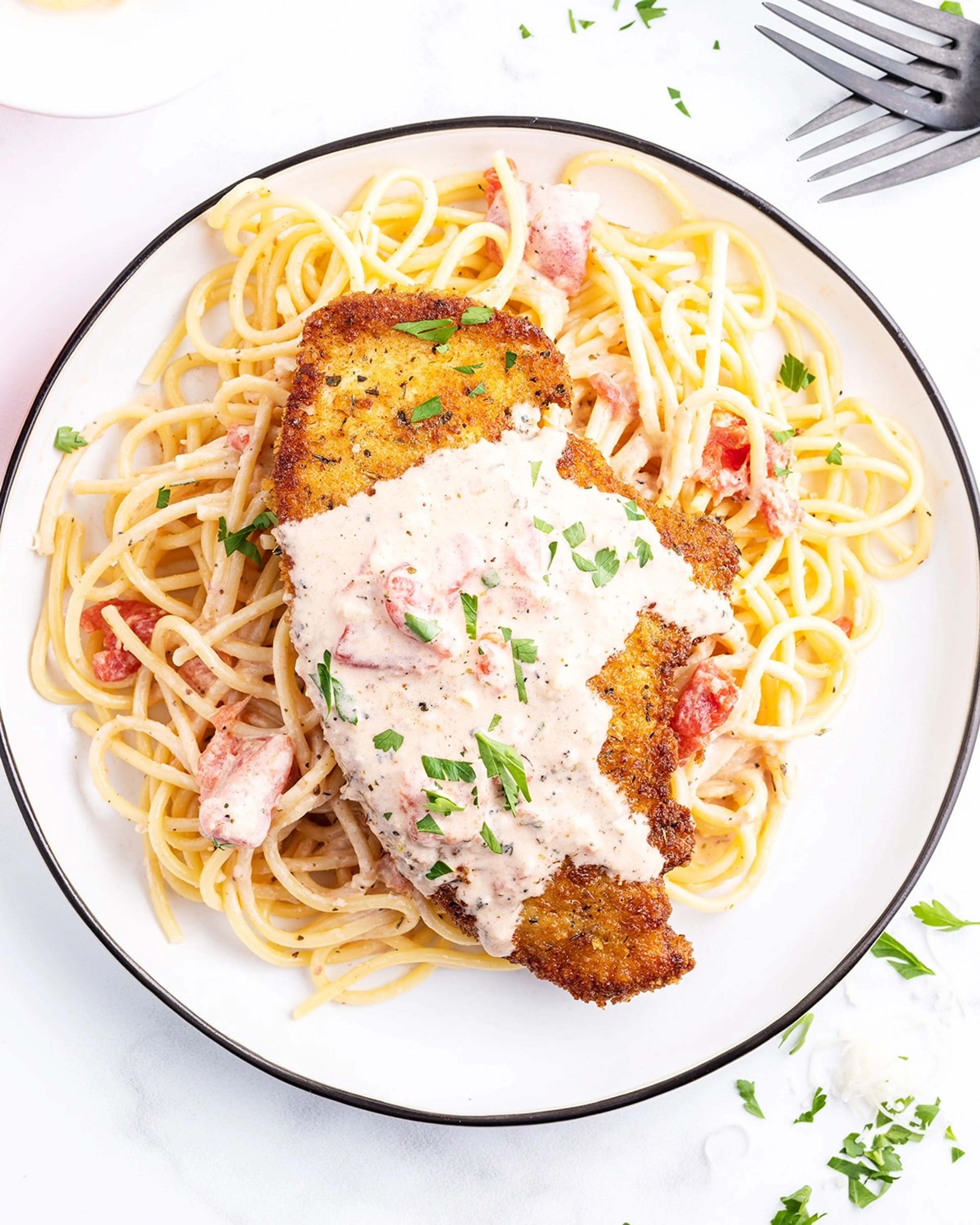 Herb Crusted Chicken with Tomato Cream Sauce
