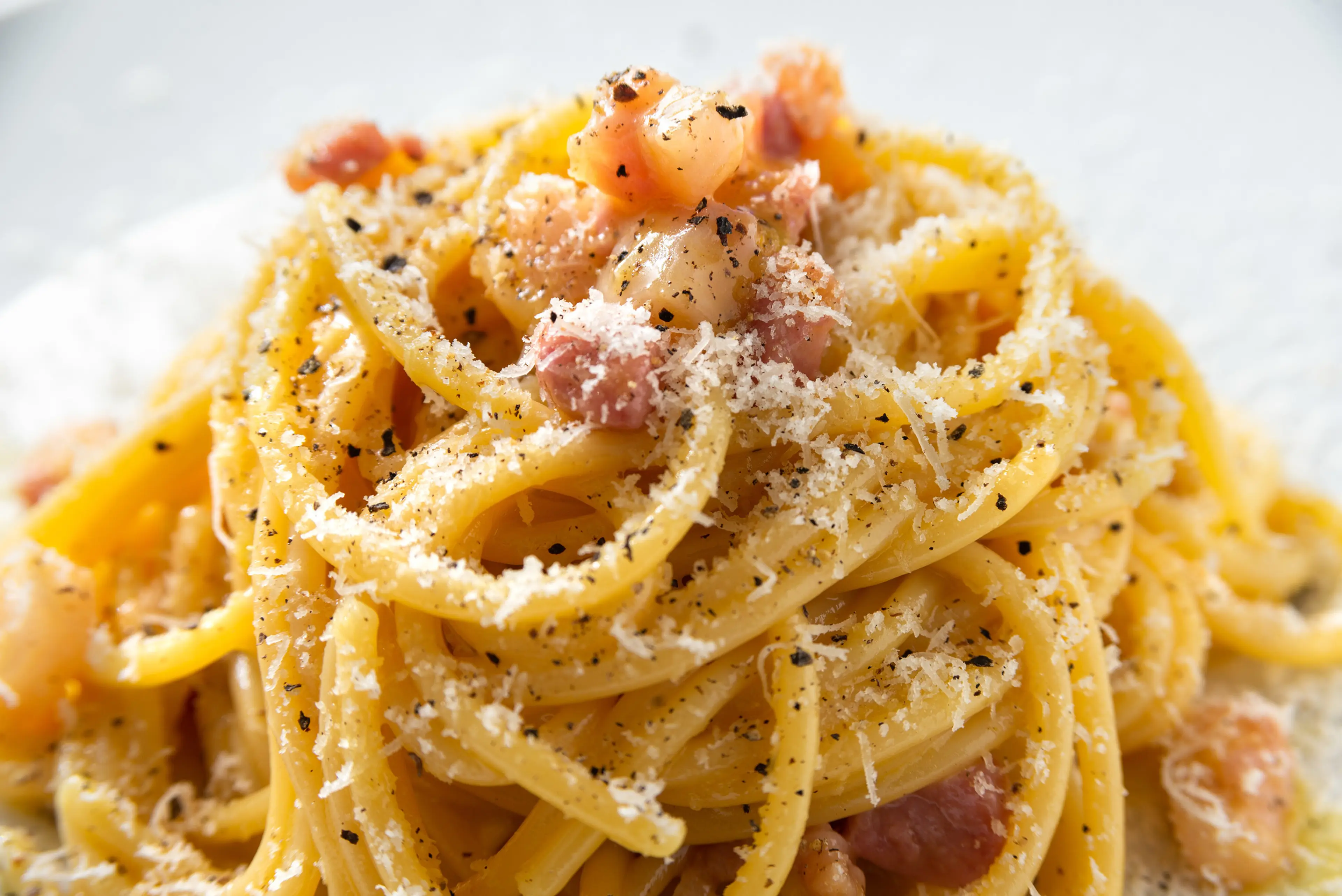 Carbonara (with Grappa) by Chef Luciano Monosilio