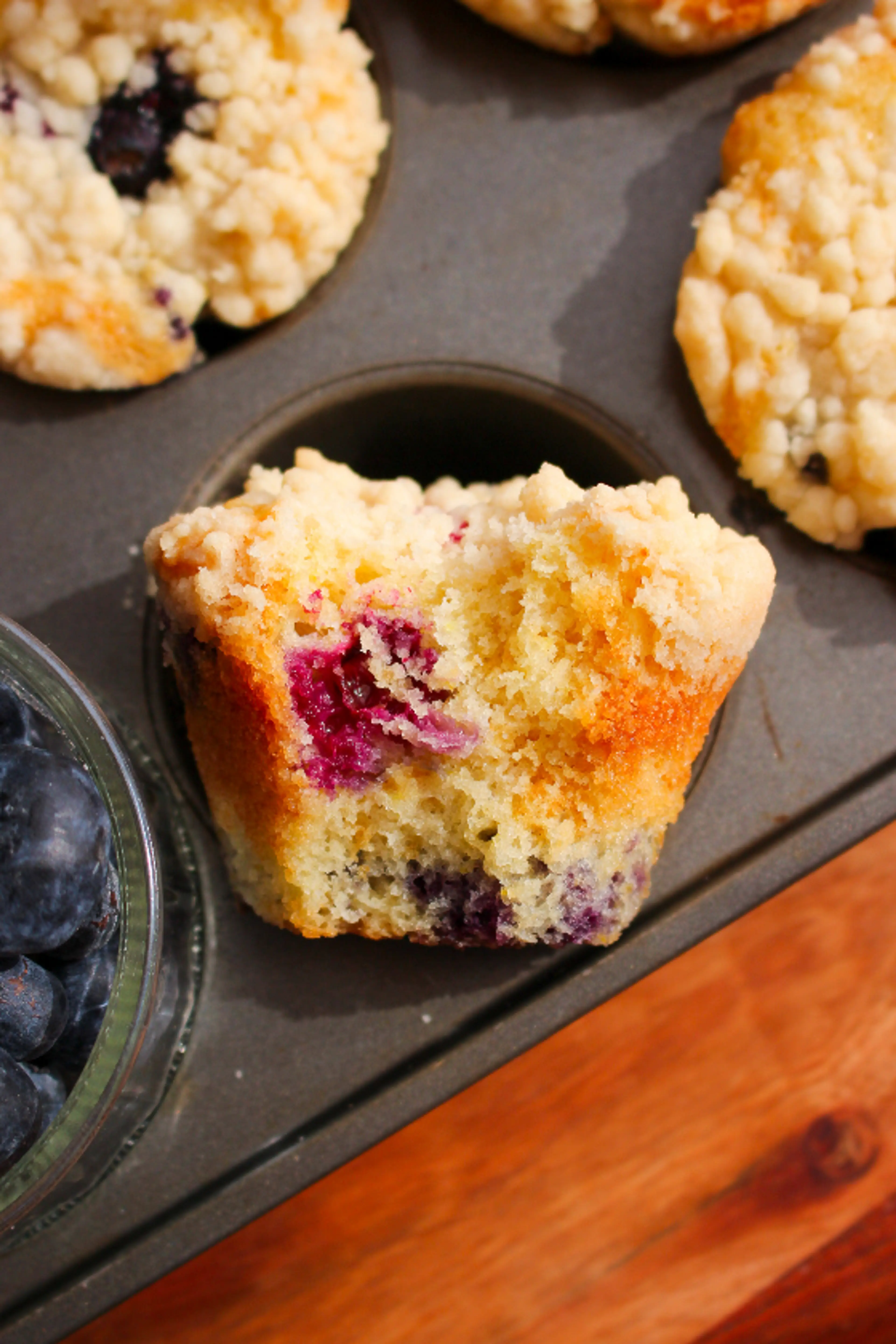 Olive Oil Blueberry Sour Cream Muffins
