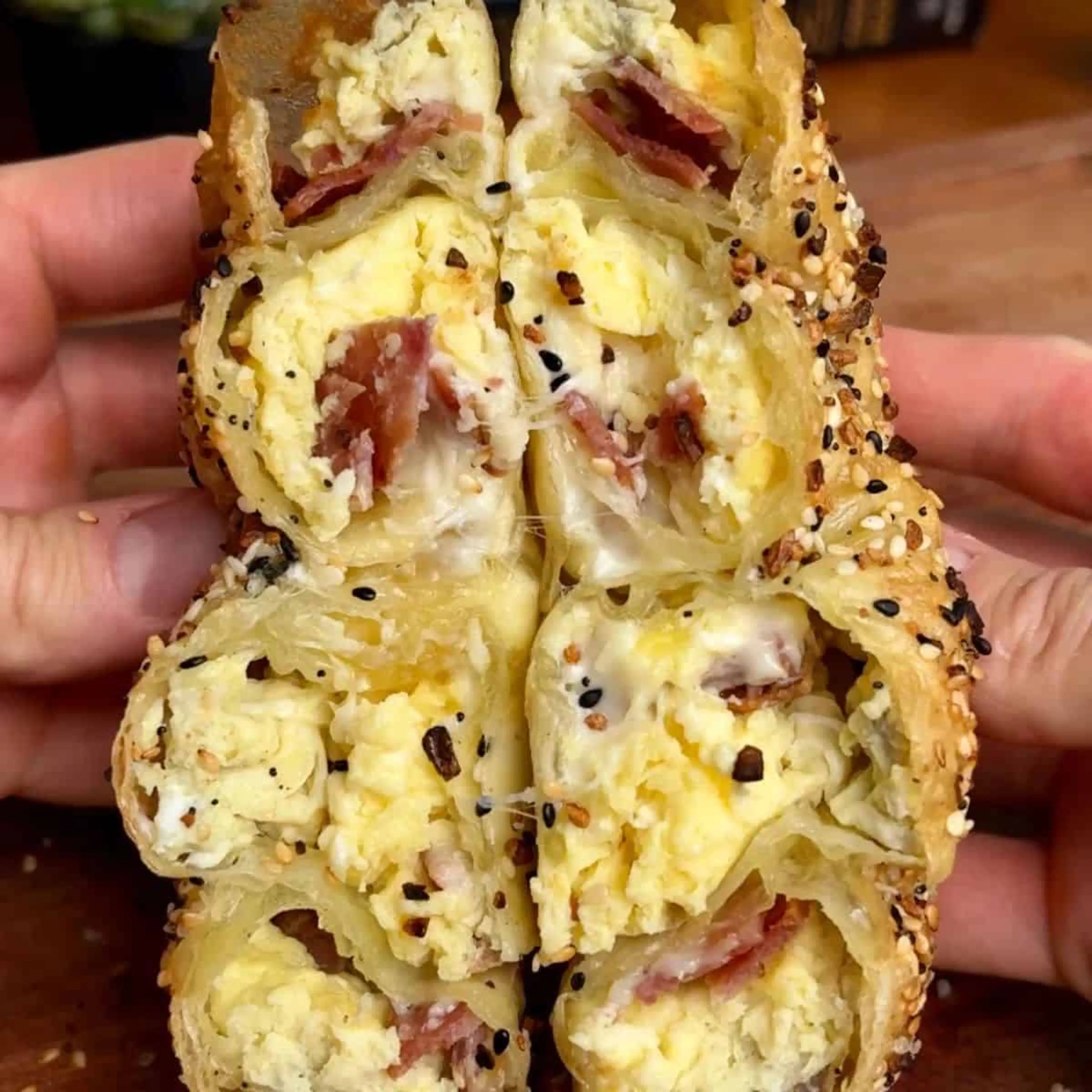 Bacon Egg & Cheese Rice Paper Spiral