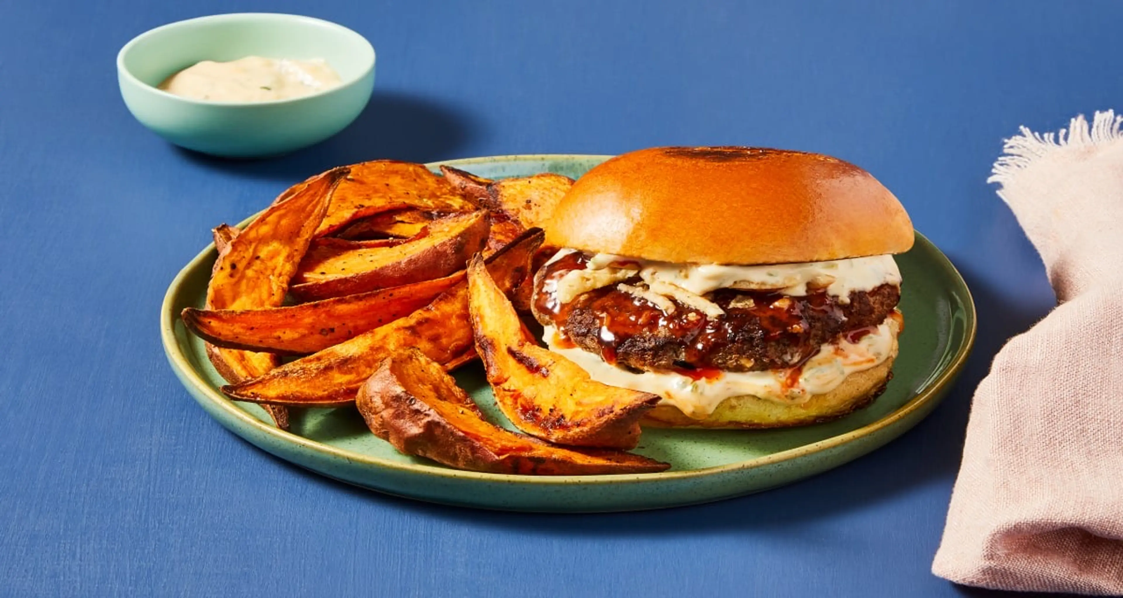 Sweet Thai Chili Burgers with Ginger Scallion Aioli, Crispy