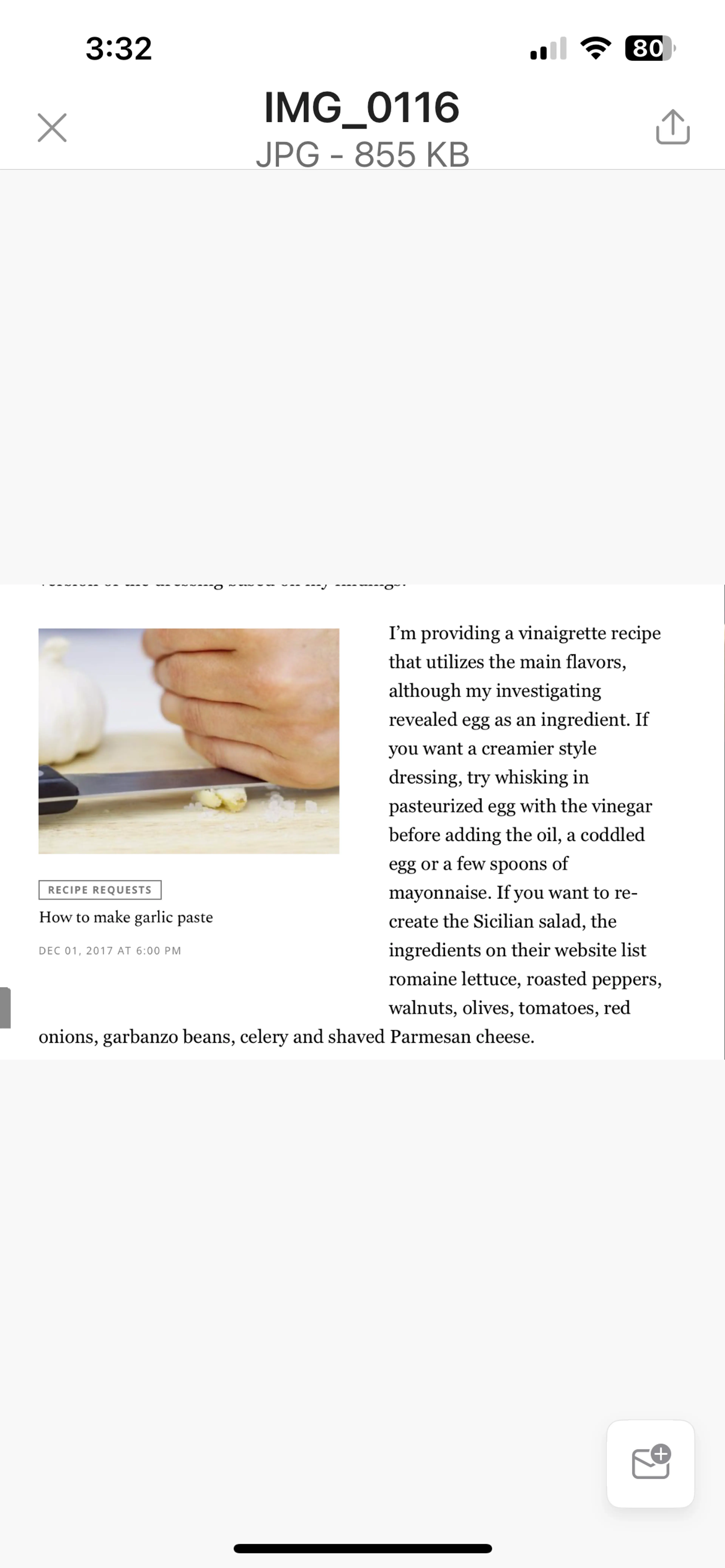 Sicilian Oven Salad & Dressing/ Vinagrette