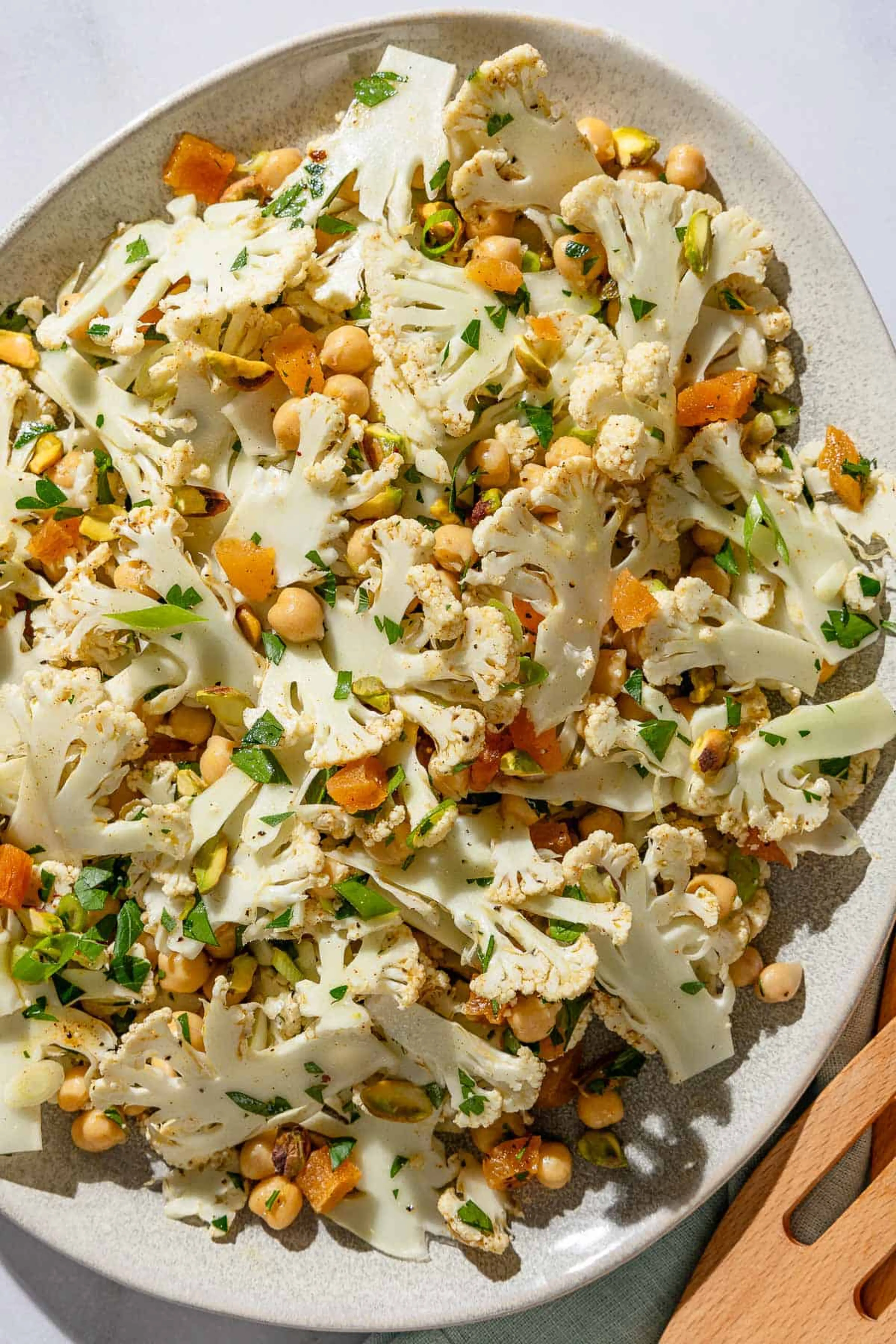 Moroccan-Style Shaved Cauliflower and Chickpea Salad