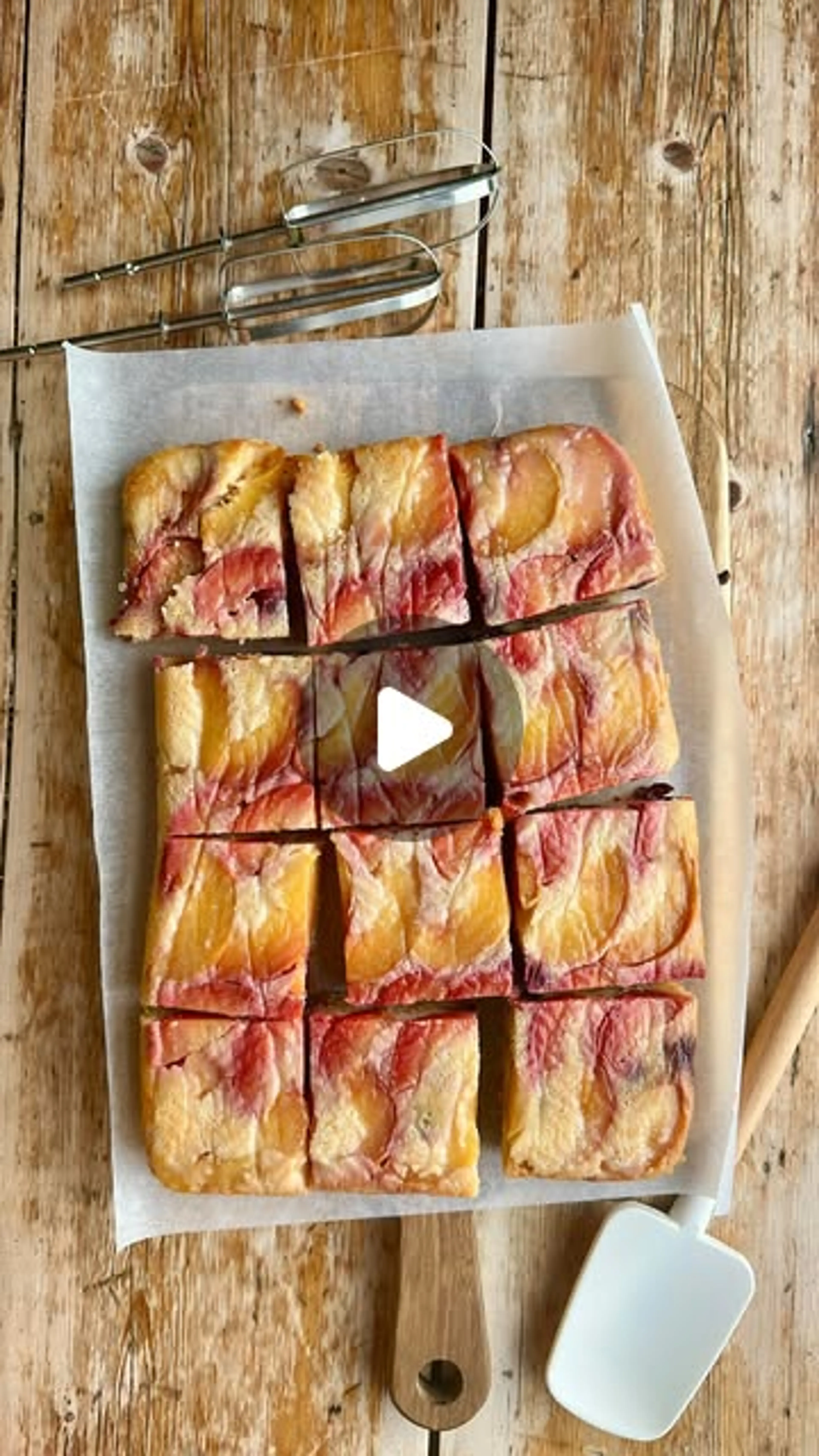 Upside Down Plum, Peach and Cherry Tray Cake