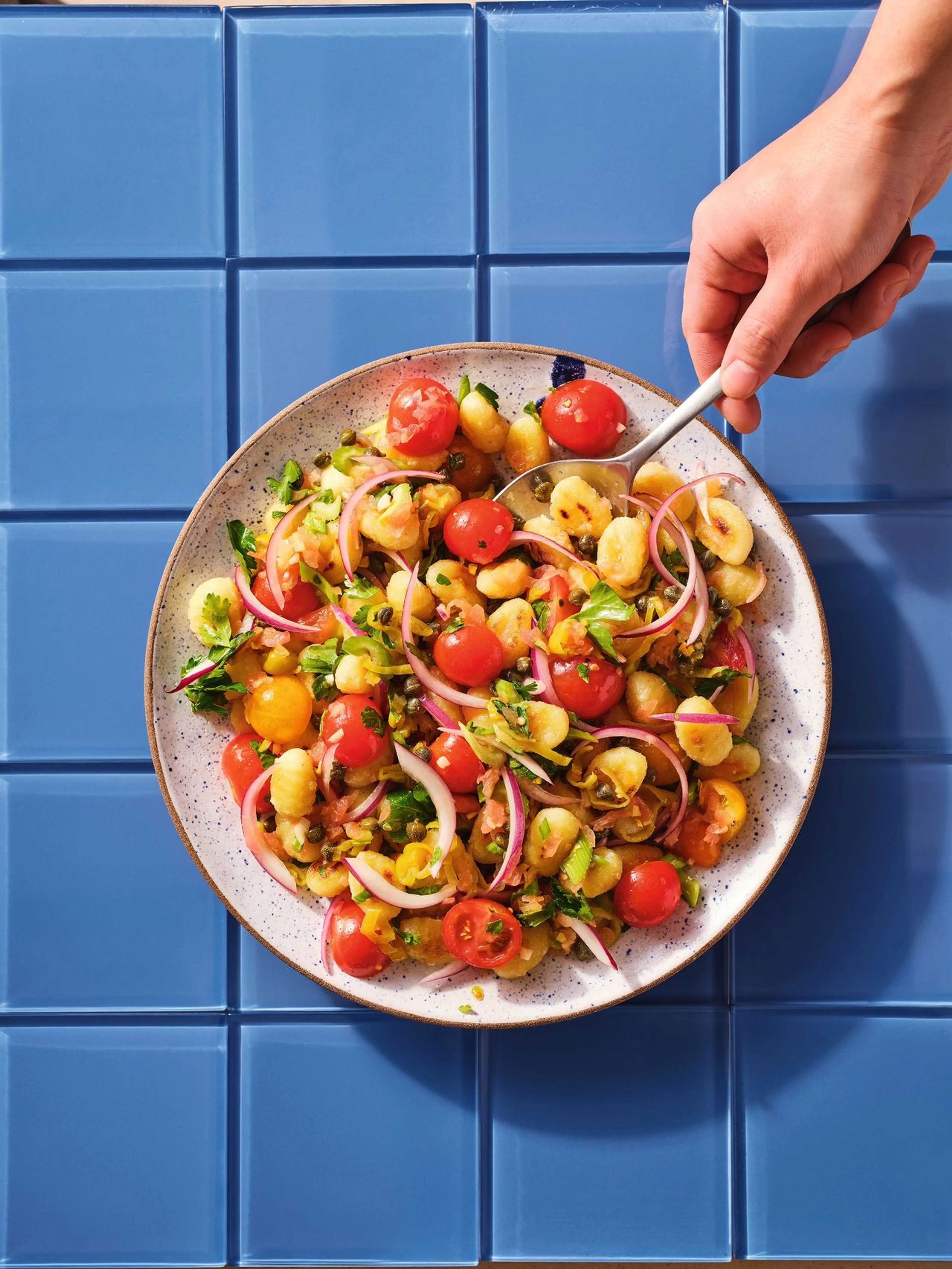 Crispy Gnocchi Salad With Preserved Lemon-Tomato Dressing