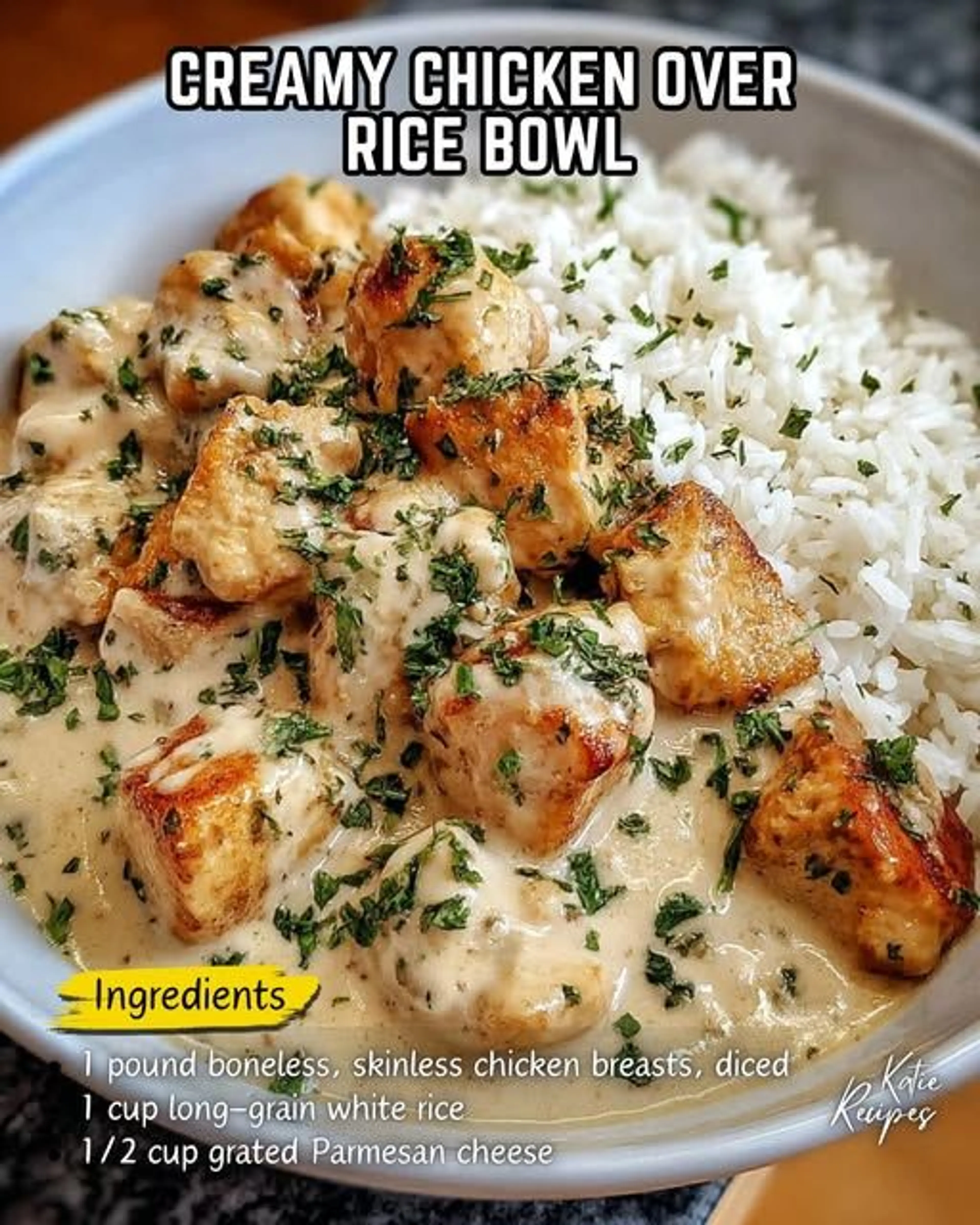 Creamy Chicken Over Rice Bowl