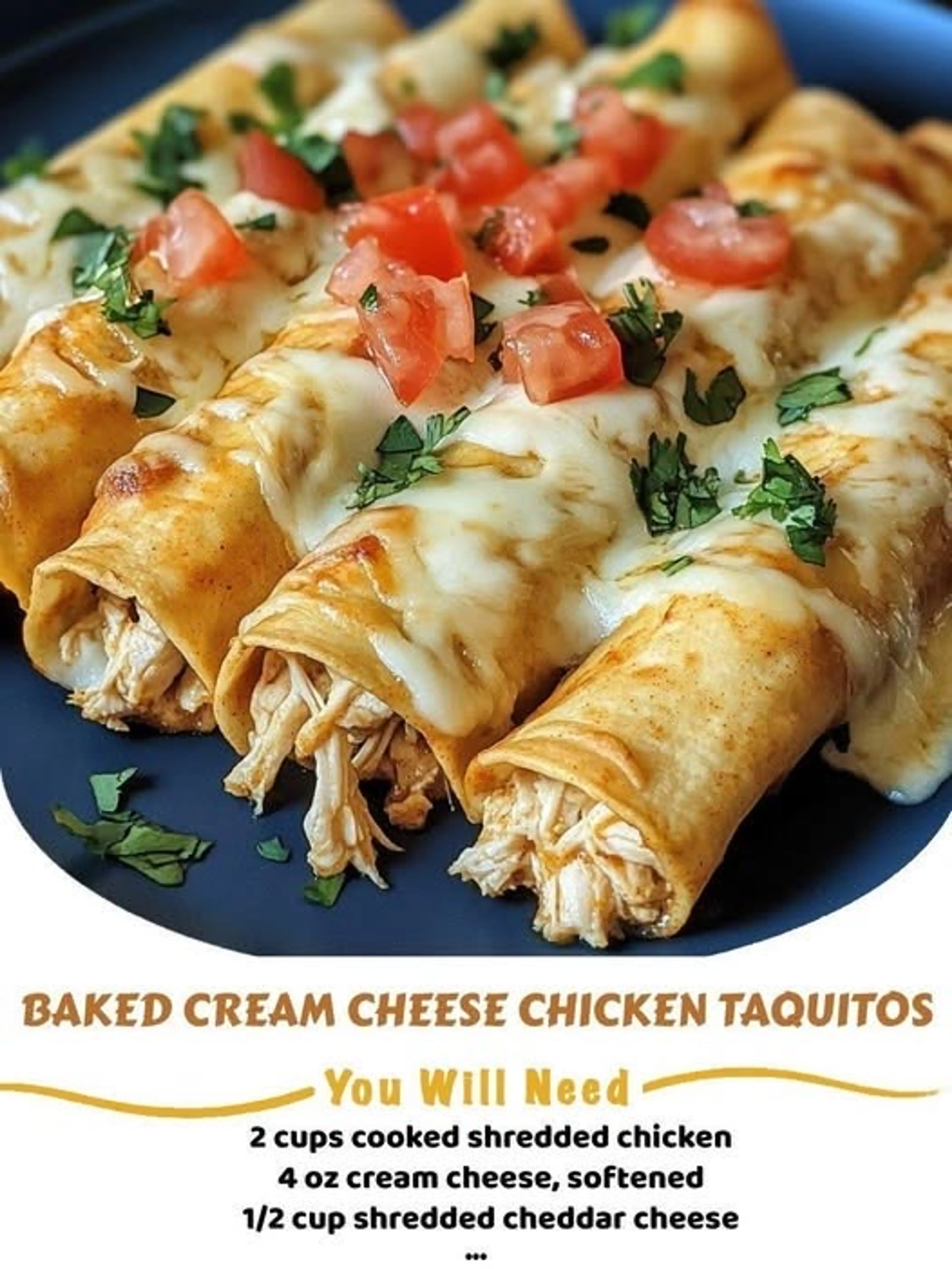 Baked Cream Cheese Chicken Taquitos