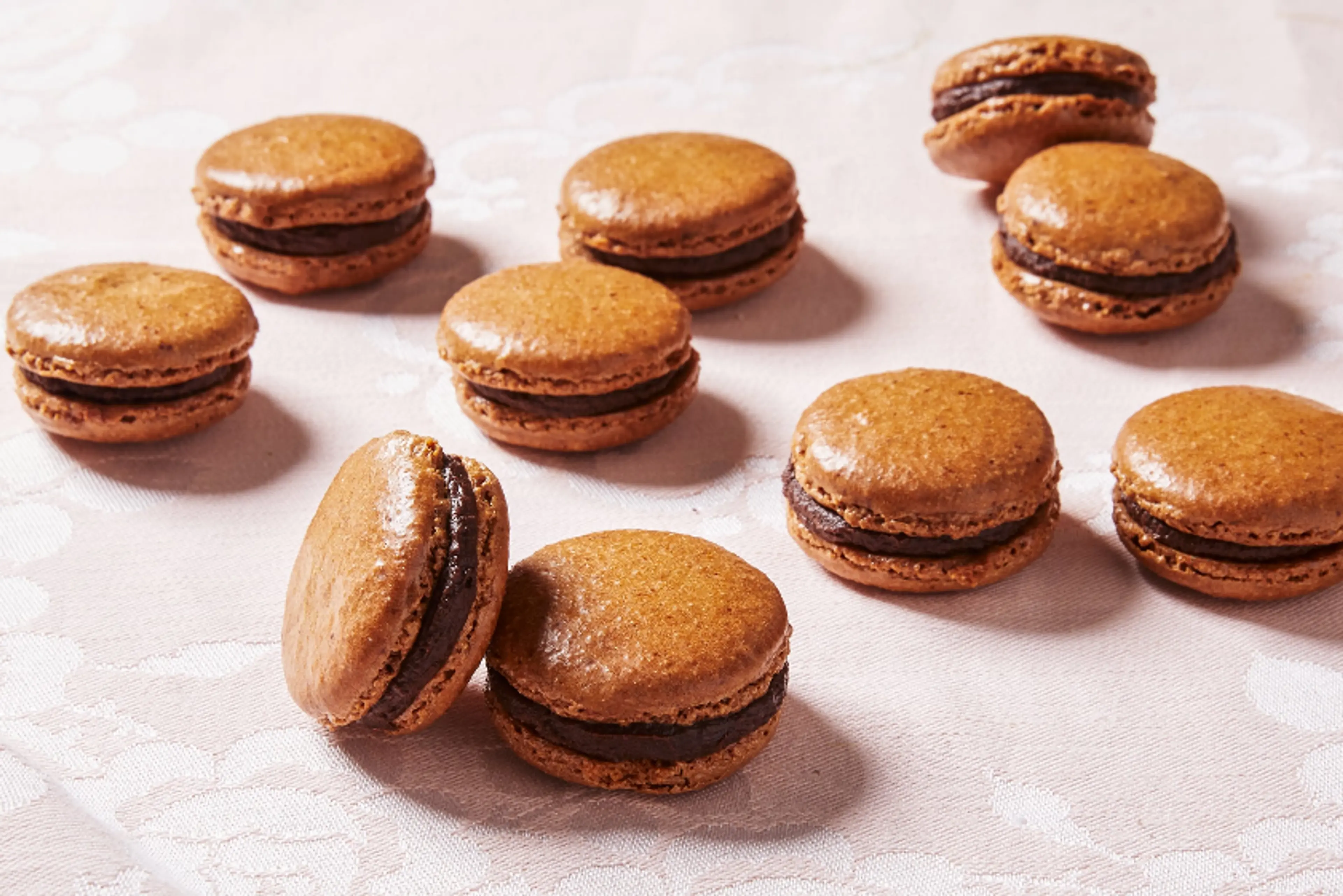 Mocha Macarons with Chocolate Caramel Filling