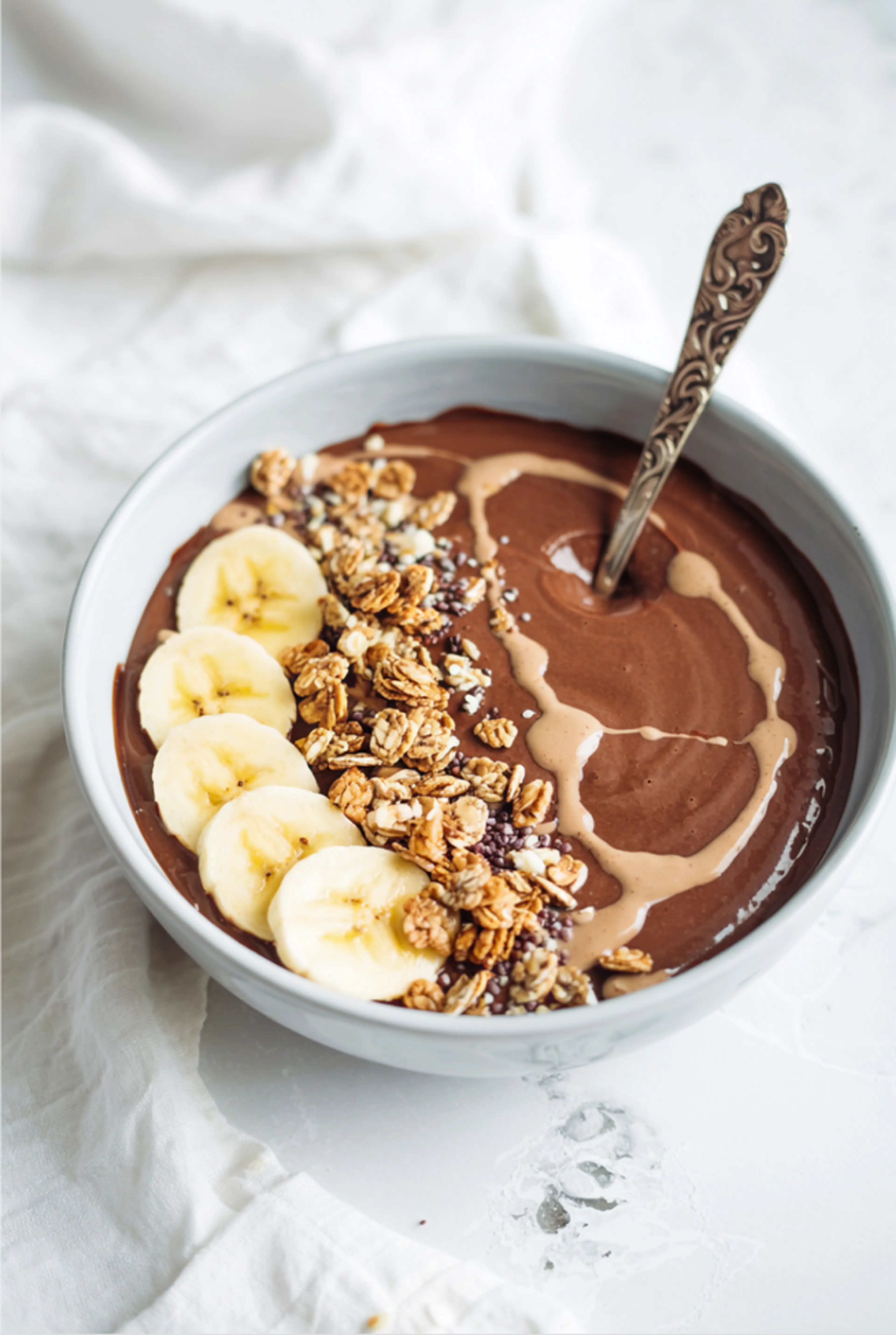 Chocolate Peanut Butter Avocado Smoothie Bowl