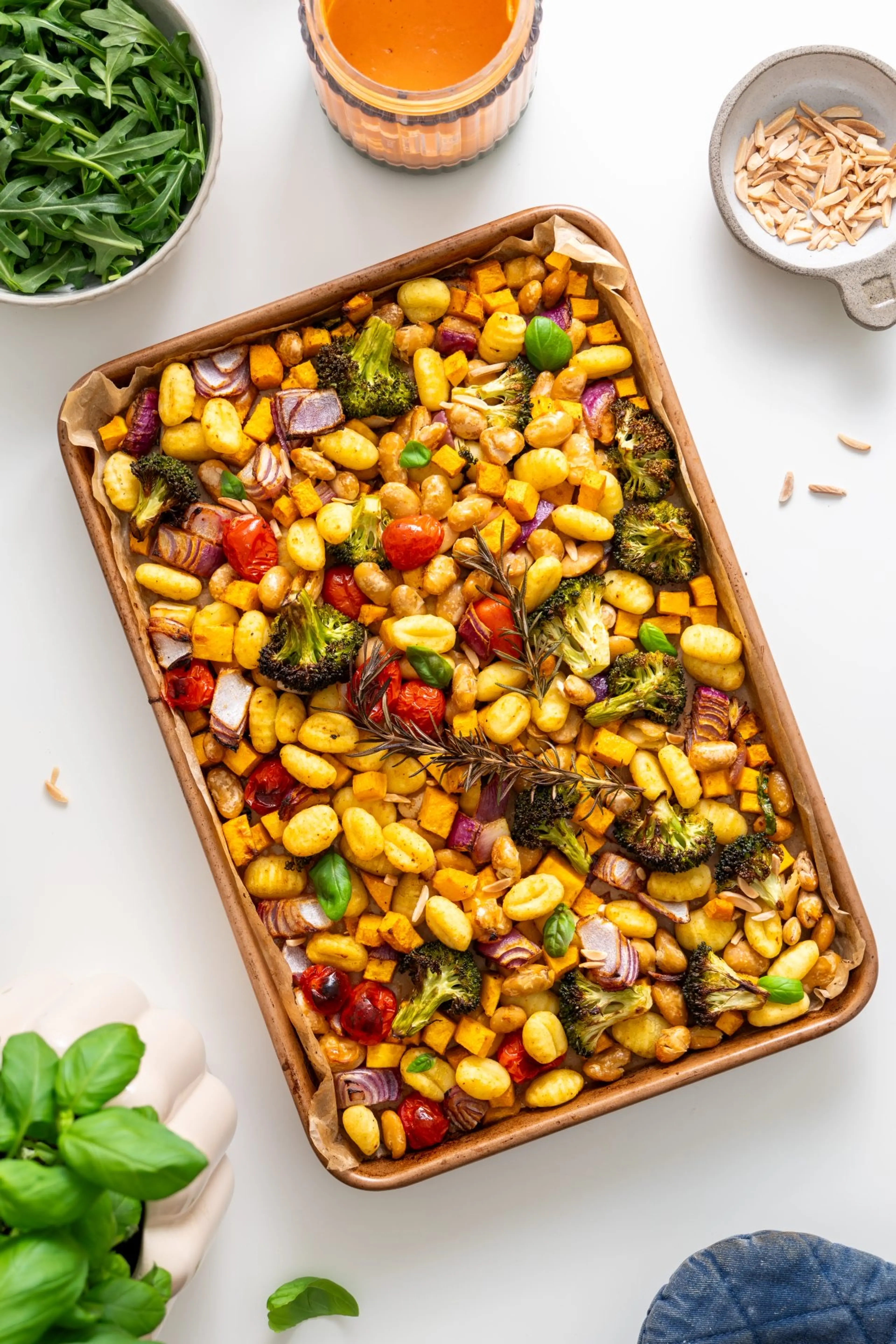 Sheet Pan Pumpkin Gnocchi with Roasted Veggies & Tahini Sauc