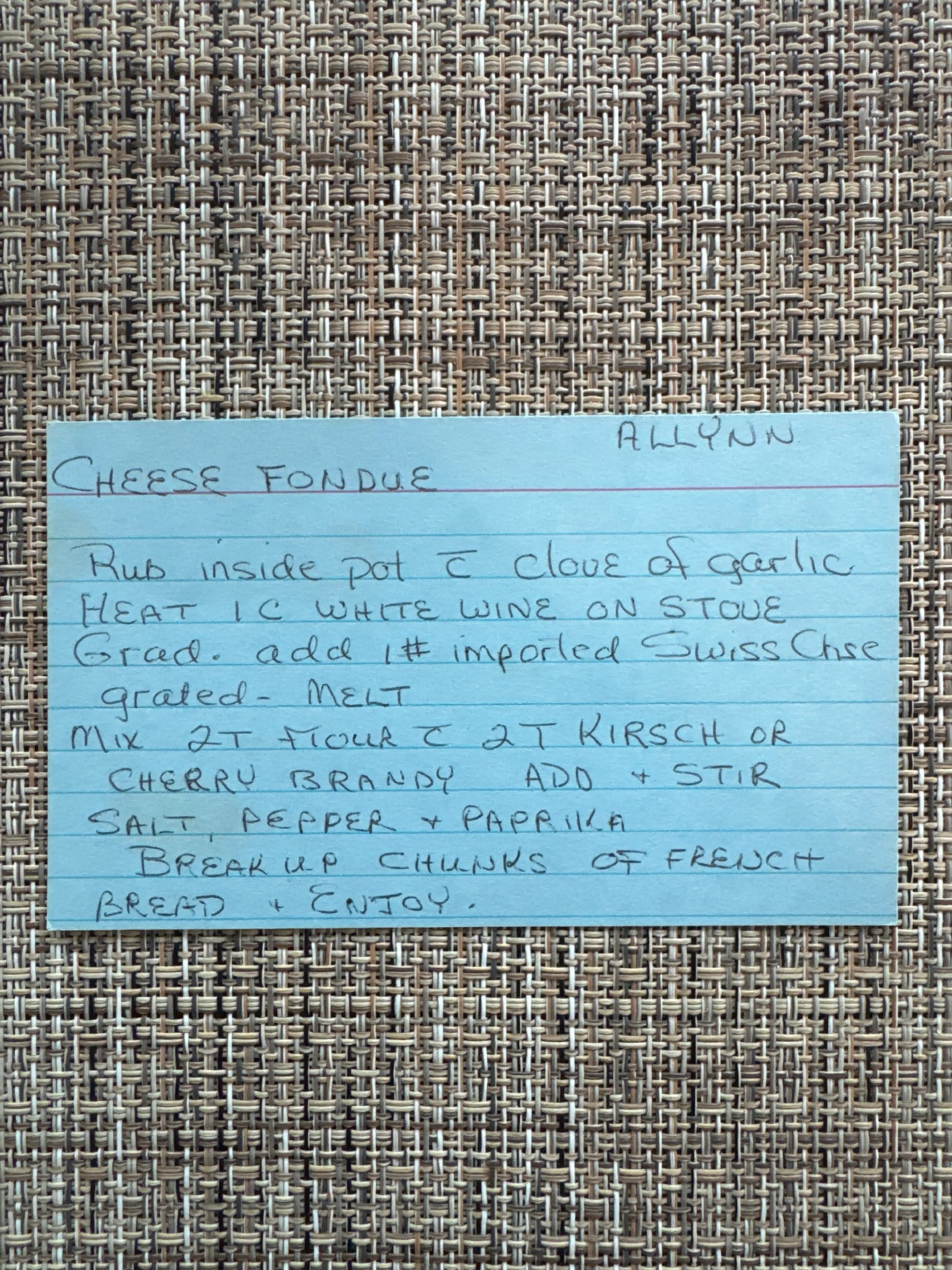 Cheese Fondue (Allynn)