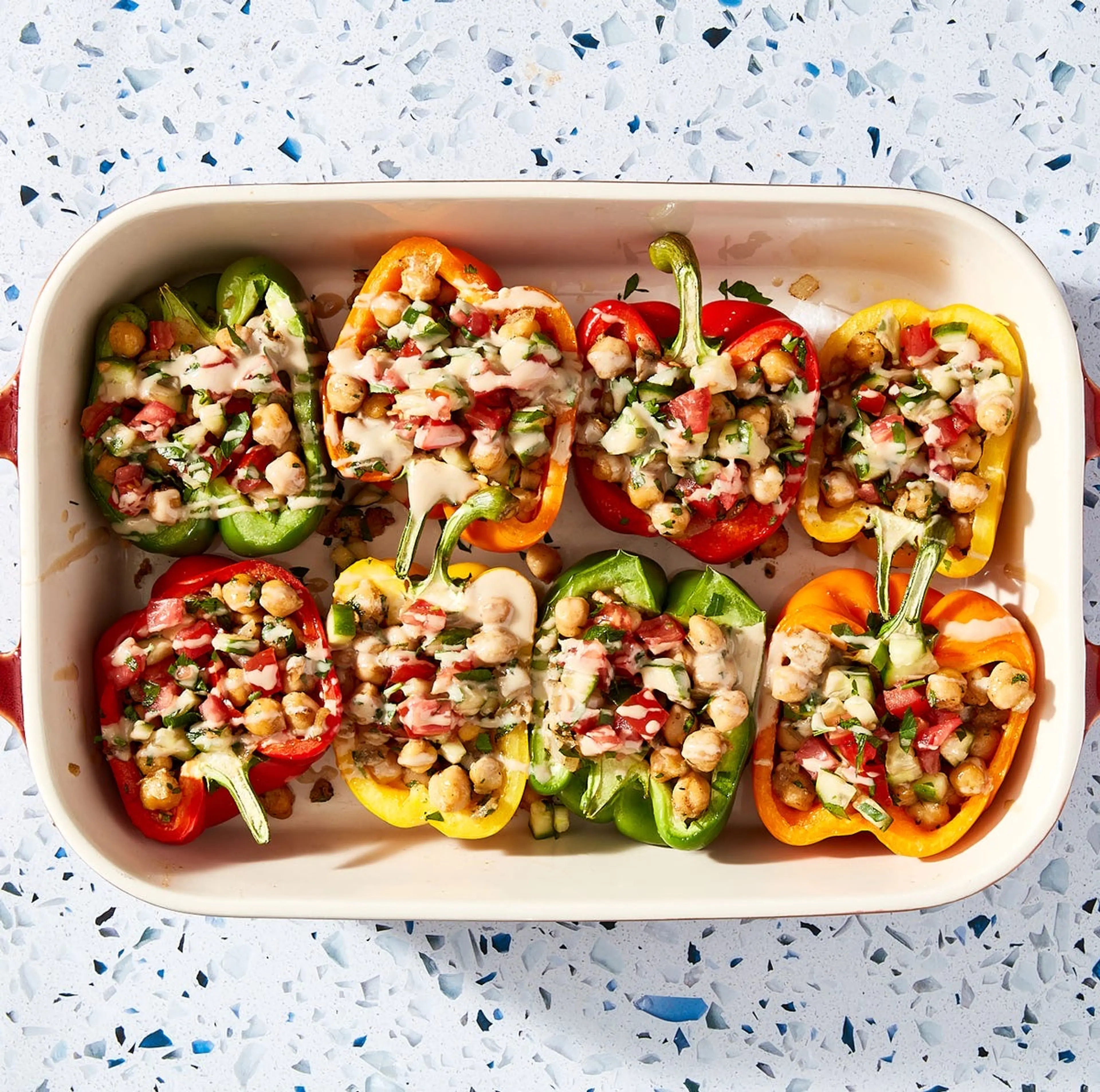 Vegetarian Stuffed Peppers with Falafel
