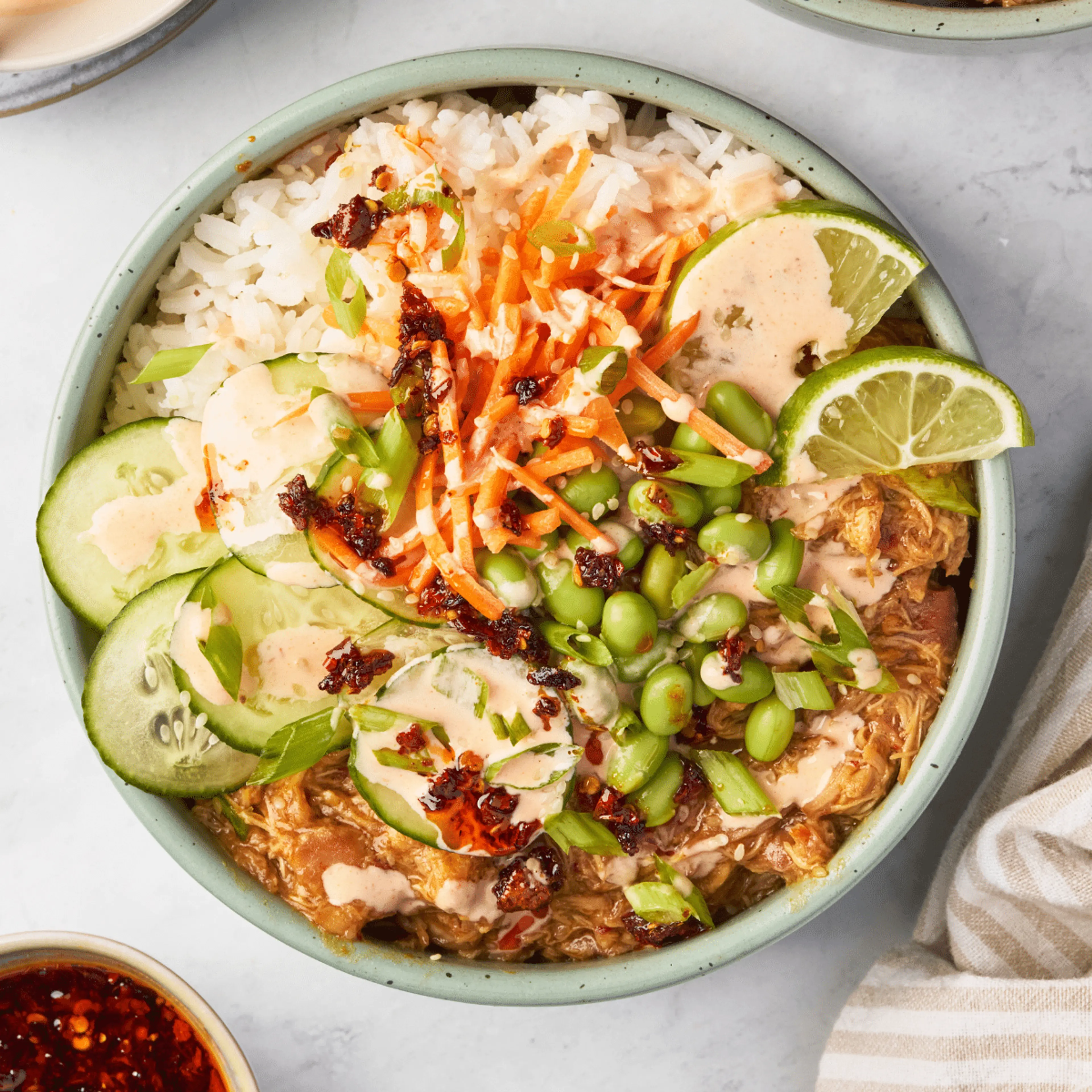 Slow Cooker Chili Crisp Chicken Bowls