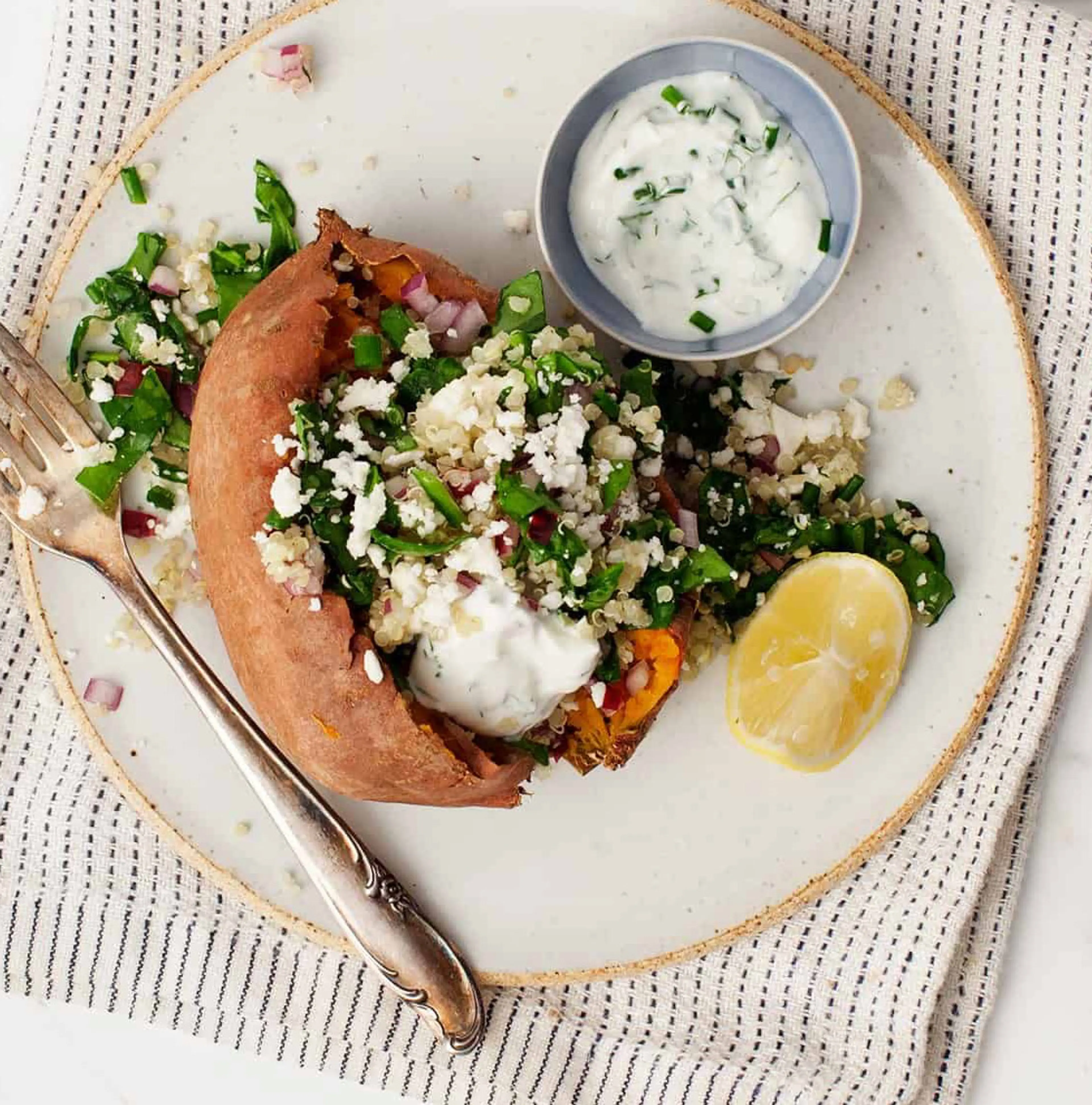 Greek Stuffed Sweet Potatoes